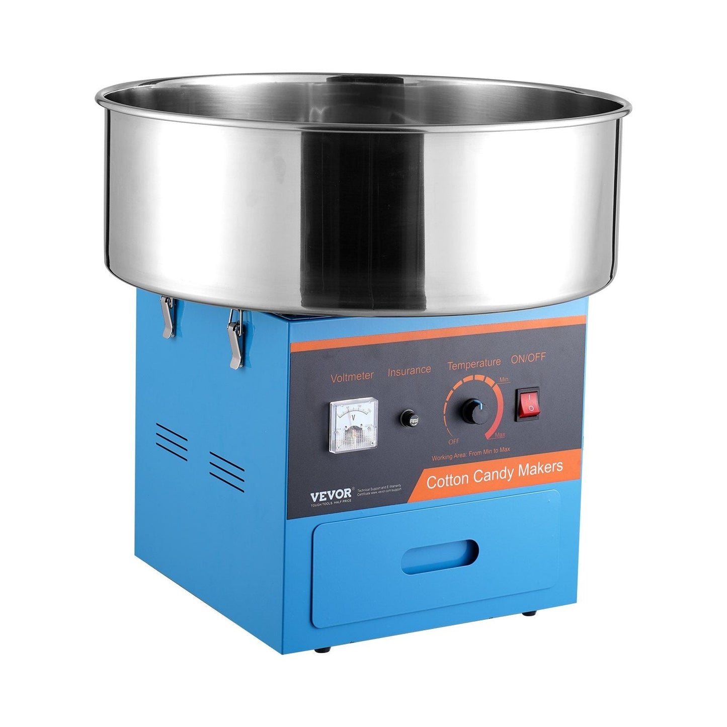 Electric Cotton Candy Machine, 1000W Candy Floss Maker, Commercial Cotton Candy Machine with Stainless Steel Bowl, Sugar Scoop, and Drawer, Perfect for Home Kids Birthday, Family Party, Blue
