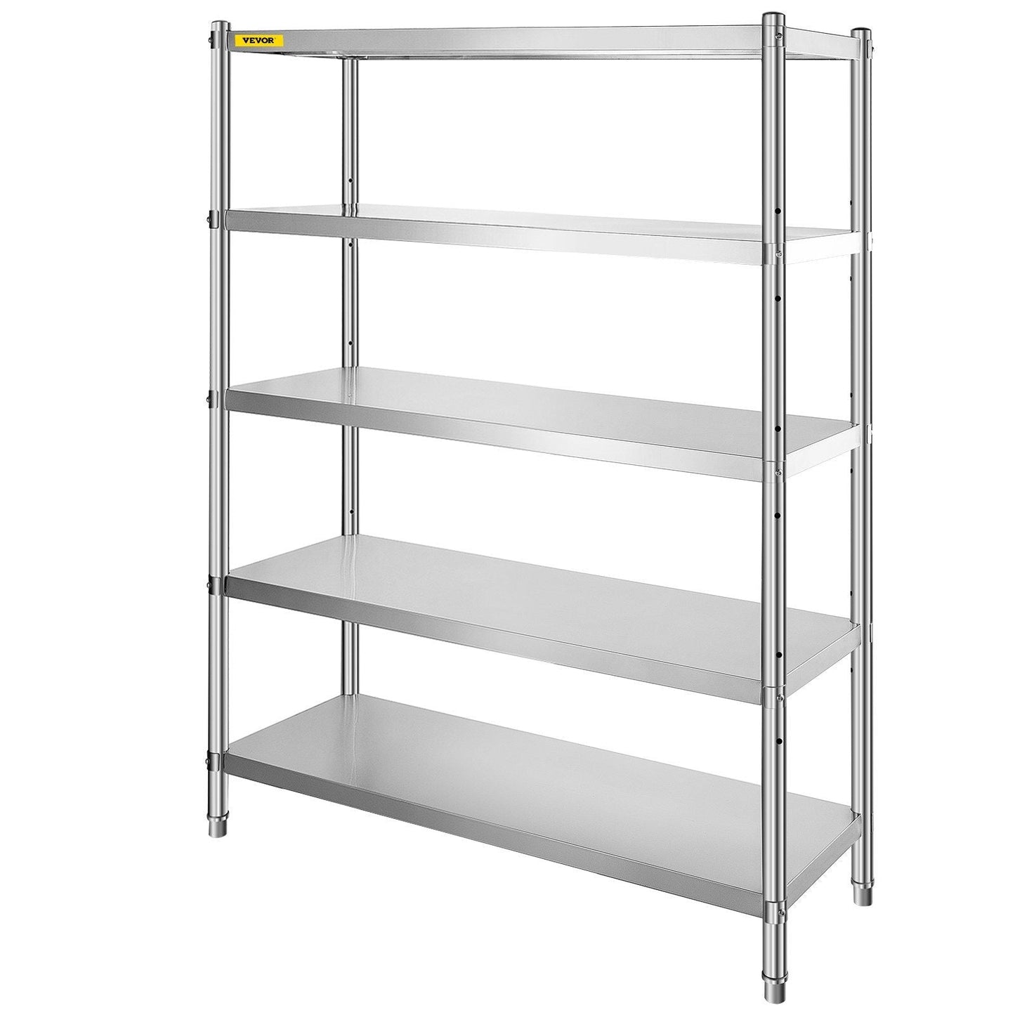Stainless Steel Shelves 47.5x18 Inch 5 Tier Adjustable Shelf Storage Unit Stainless Steel Rack Shelving Heavy Duty Shelving for Kitchen Commercial Office Garage Storage 330lb Per Shelf