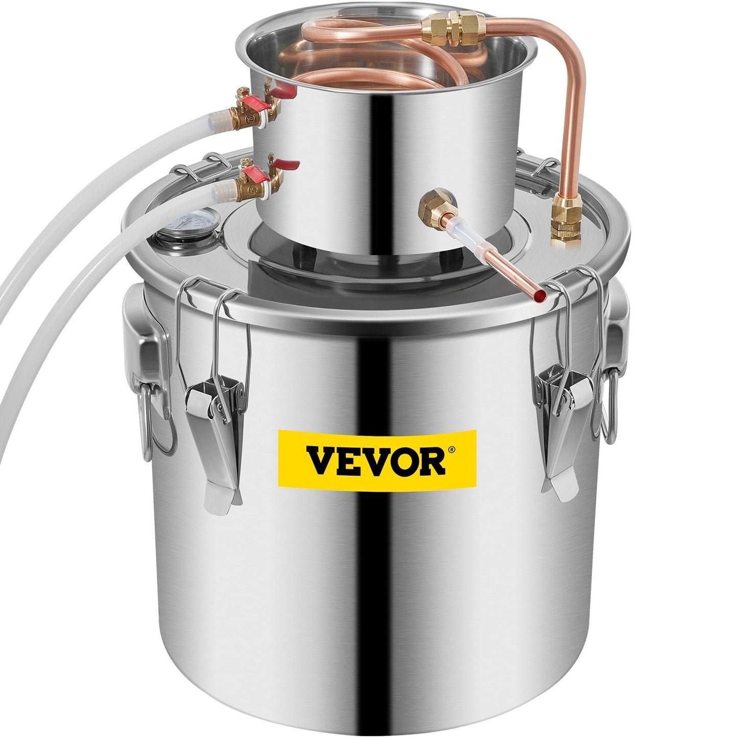 Moonshine Still 9.6Gal 38L, Distillery Kit with Circulating Pump, Alcohol Still Copper Tube, Whiskey Distilling Kit w/Build-In Thermometer, Whiskey Making Kit for DIY Alcohol, Stainless Steel