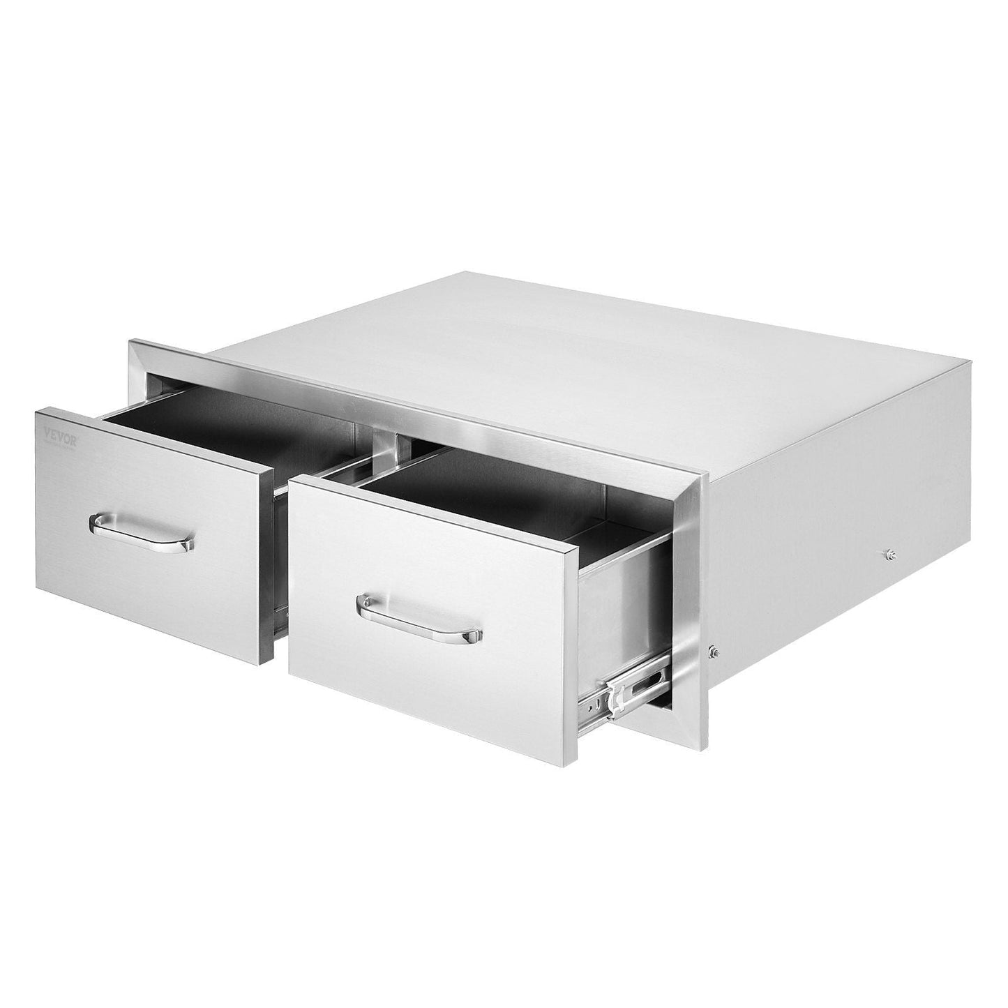 Outdoor Kitchen Drawers 29.5"W x 10"H x 19.7"D, Horizontal Double BBQ Access Drawers Stainless Steel with Handle, BBQ Island Drawers for Outdoor Kitchens or Patio Grill Station