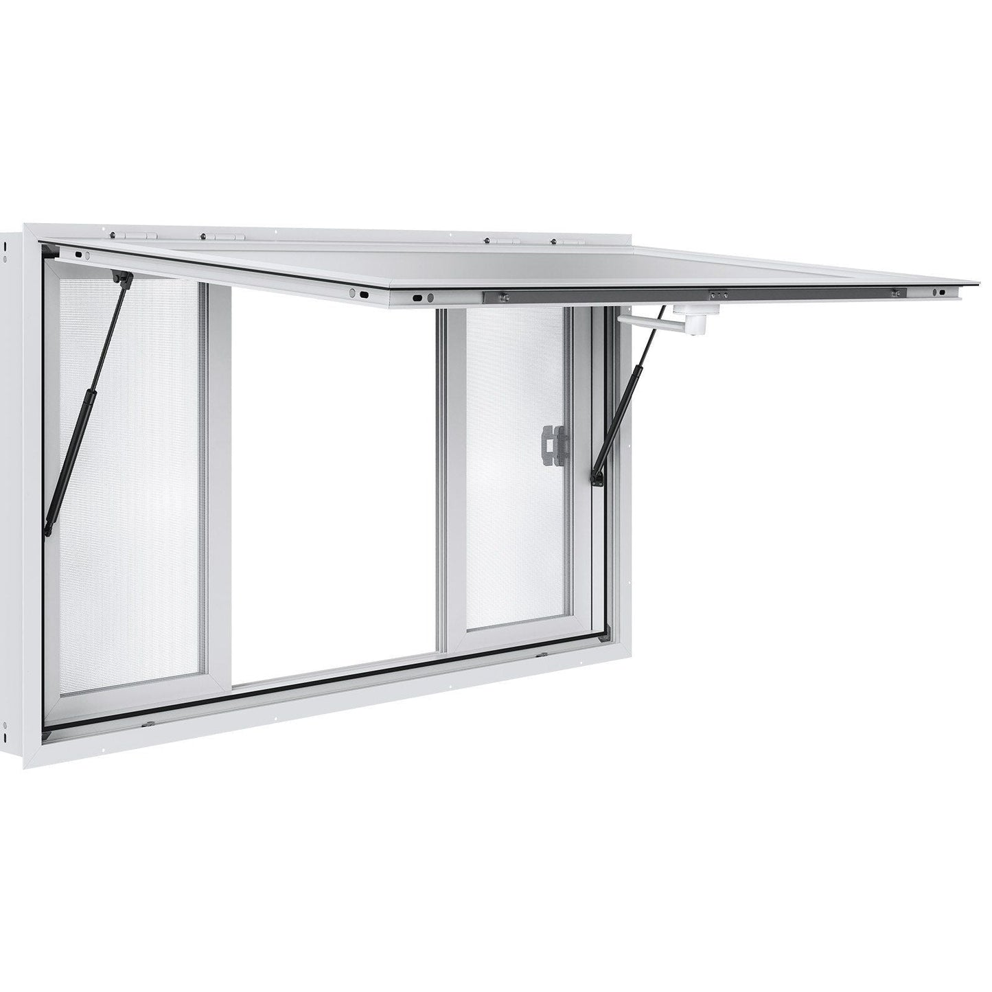 Concession Window 53"x33", Aluminum Alloy Food Truck Service Window with 4 Horizontal Sliding Windows & Awning Door & Drag Hook, Up to 85 Degrees Serving Window for Food Truck Concession Trailer