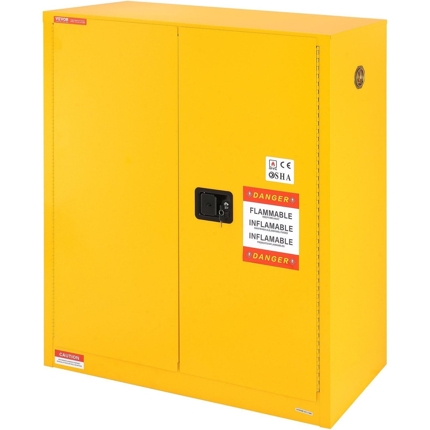 Flammable Storage Cabinet 30 Gal, 43.1x18.1x50.1 inch Cold-Rolled Steel Flammable Liquid Storage Cabinet Explosion Proof with 1 Adjustable Shelf 2 Manual Closing Doors for Industrial Use, Yellow