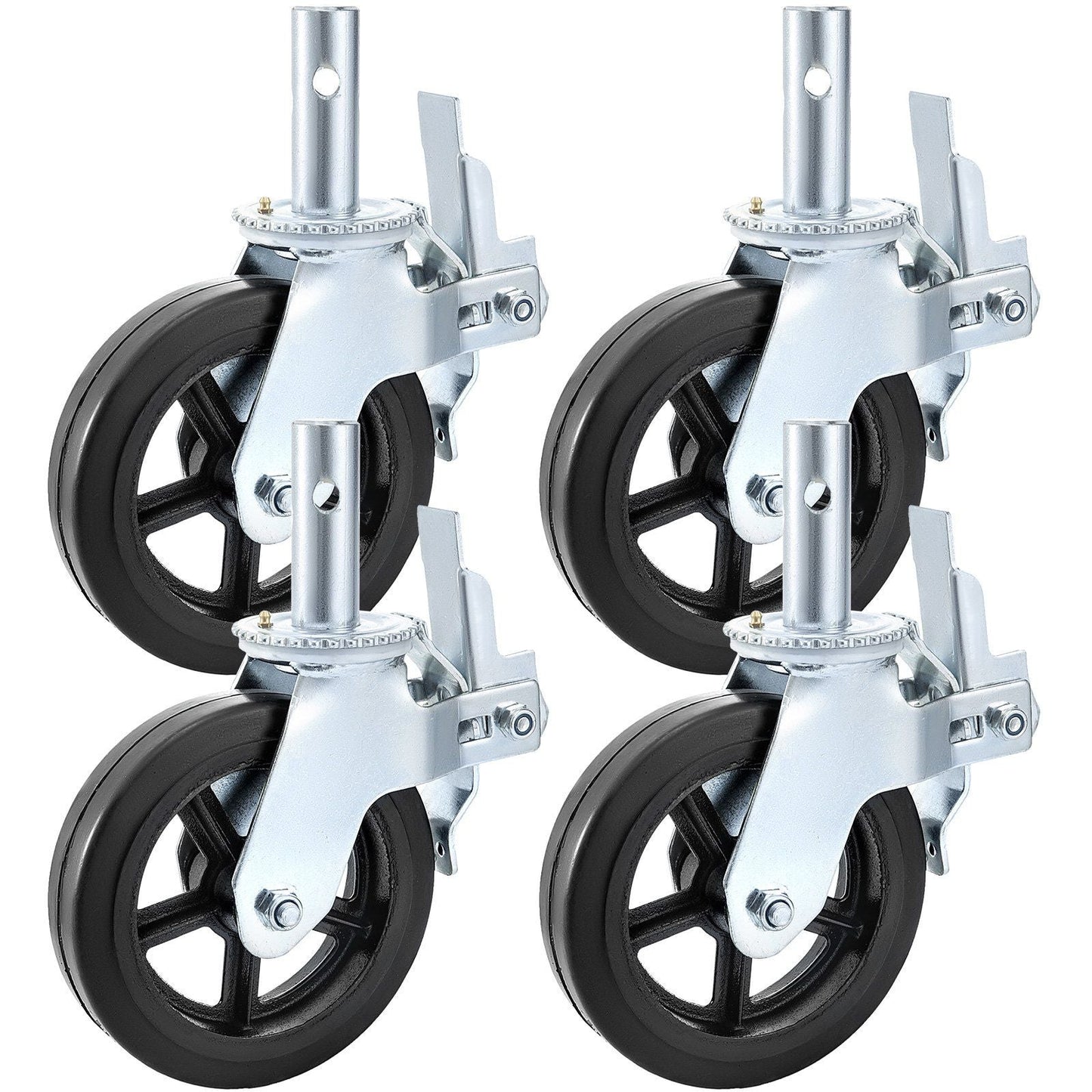 4 Pack Scaffolding Caster Wheels 8 x 2 Inch with Dual Locking Rubber Swivel Caster 360 Degrees Heavy Duty Casters 1100LBS Capacity per Wheel