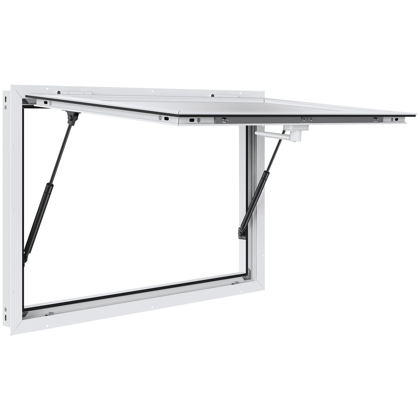 Concession Window 36"x24", Aluminum Alloy Food Truck Service Window with Awning Door & Drag Hook, Up to 85 Degrees Stand Serving Window for Food Trucks Concession Trailers, Glass Not Included