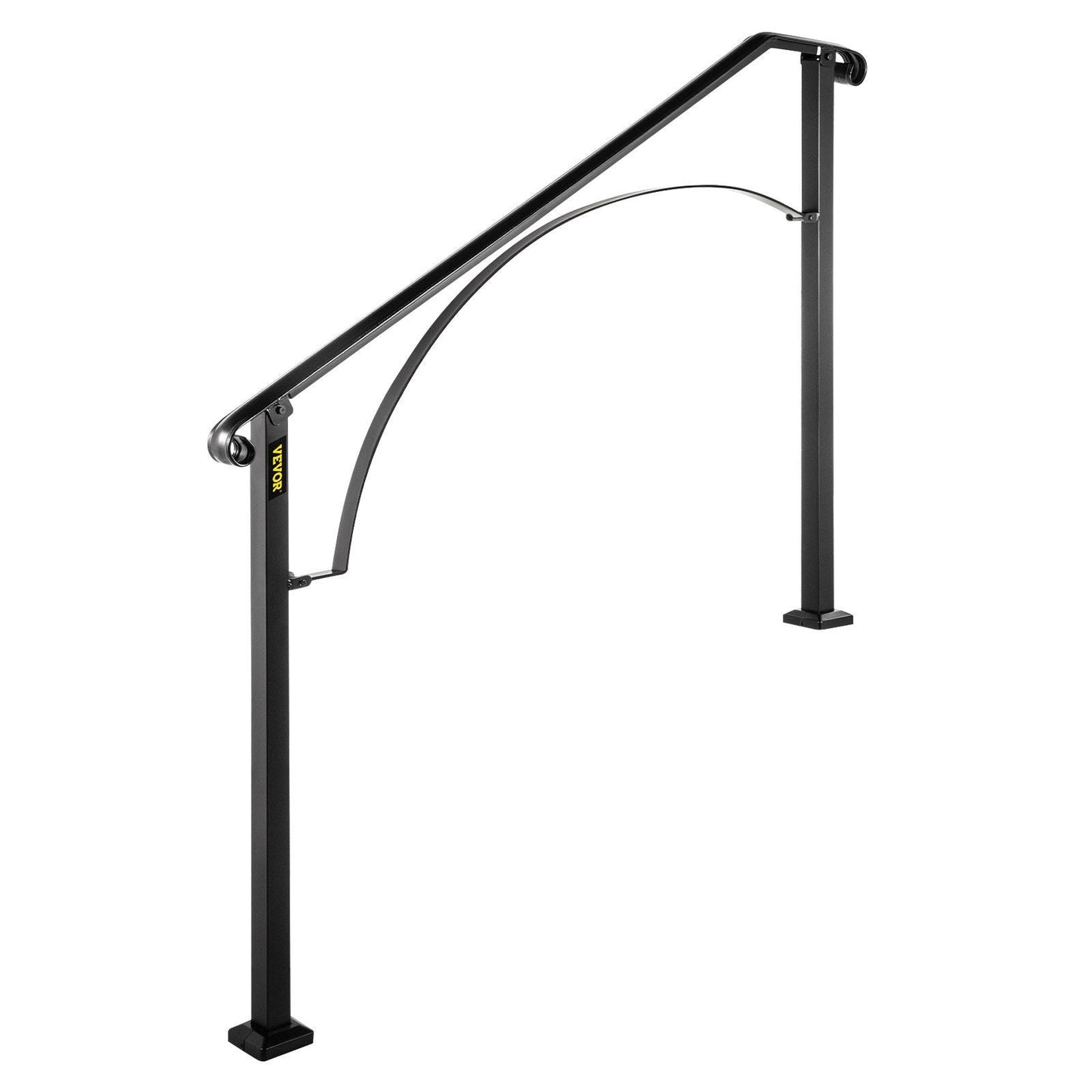 Handrails for Outdoor Steps, Fit 4 or 5 Steps Outdoor Stair Railing, Arch#4 Wrought Iron Handrail, Flexible Porch Railing, Black Transitional Handrails for Concrete Steps or Wooden Stairs