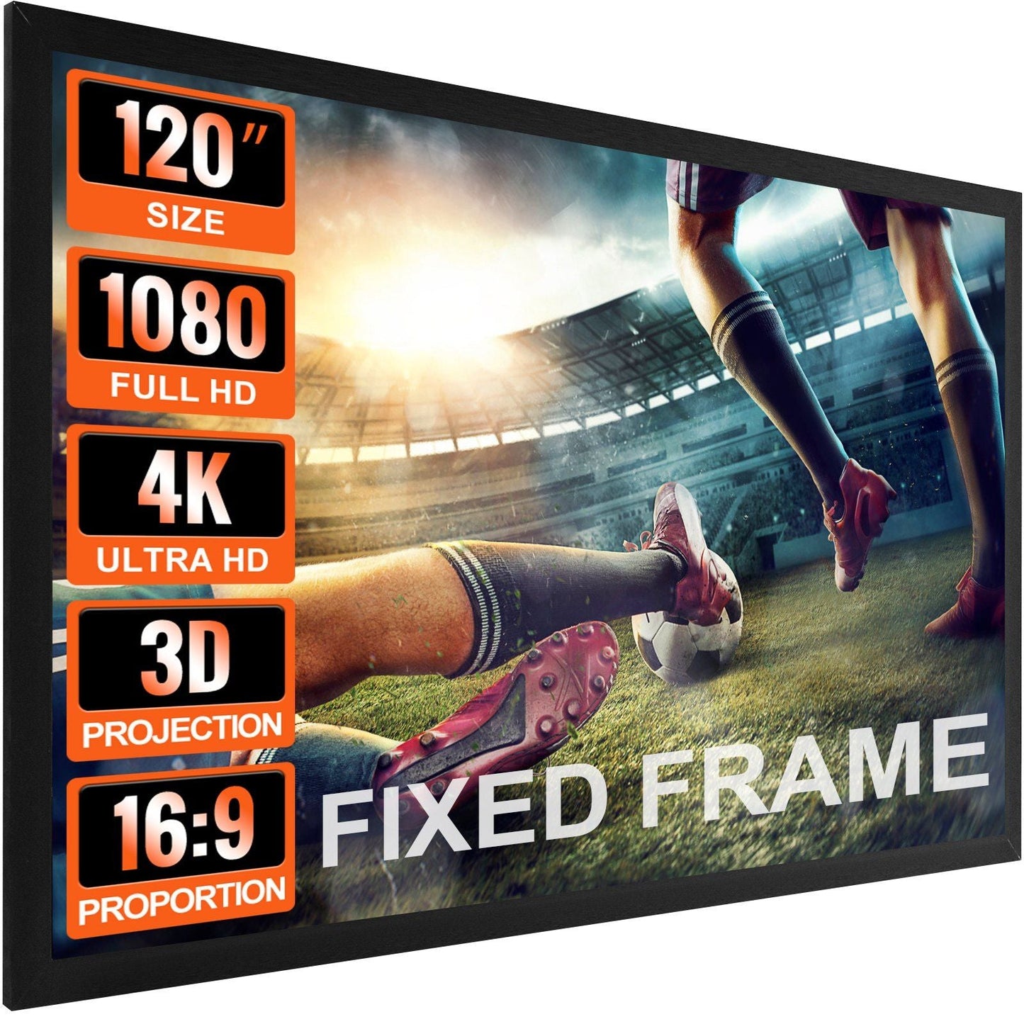 Projection Screen 120inch 16:9 Movie Screen Fixed Frame 3D Projector Screen for 4K HDTV Movie Theater Home