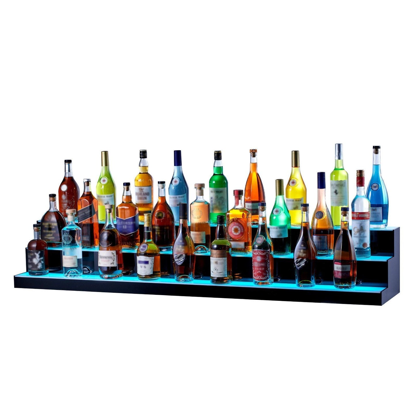 LED Lighted Liquor Bottle Display Bar Shelf RF & App Control 60" 3-Step
