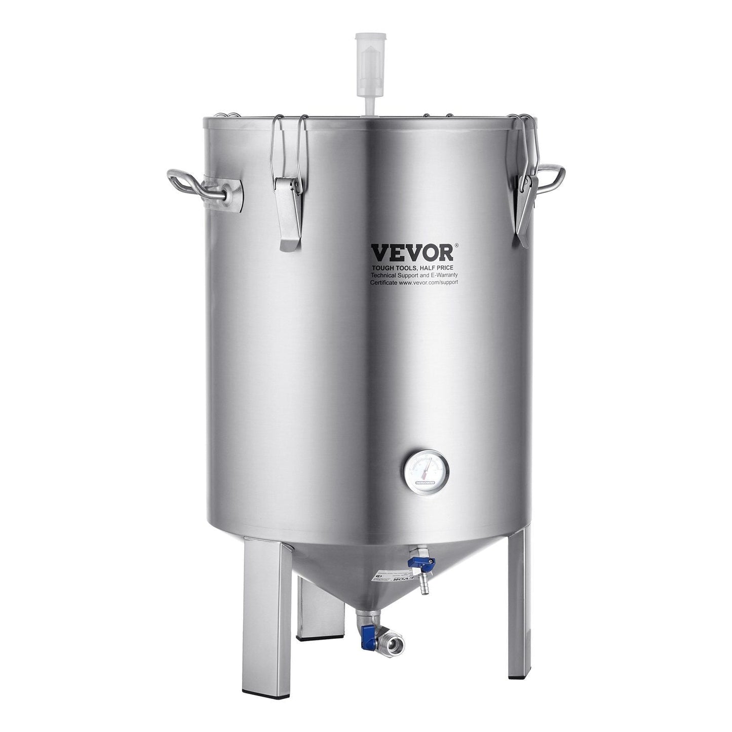 304 Stainless Steel Kettle, 16 GALLON Beer Brew Fermentor, Brew Bucket Fermentor for Brewing, Home Brewing Supplies with Base, Kettle Stock Pot Includes Lid, Handle, Valve, Spigot, Thermometer