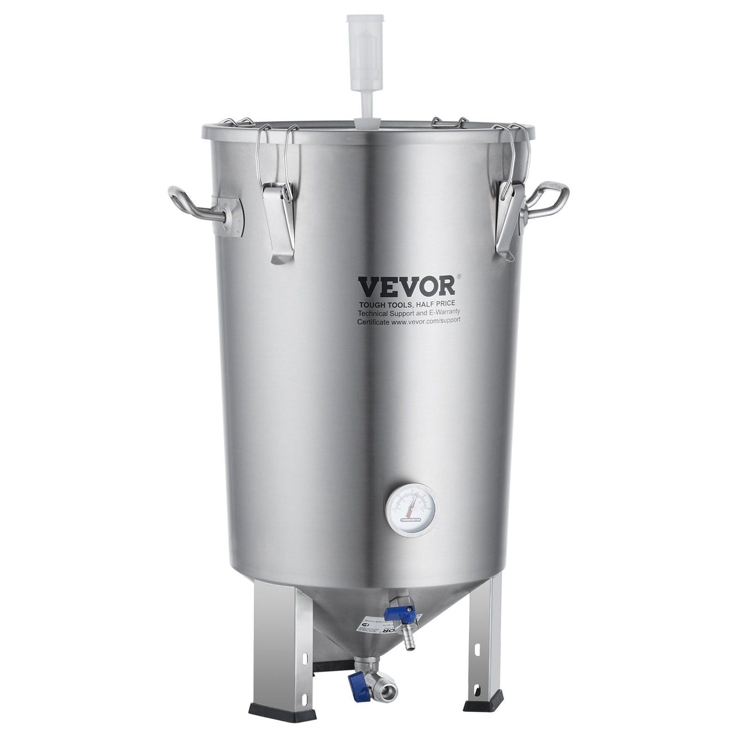 304 Stainless Steel Kettle, 8 GALLON Beer Brew Fermentor, Brew Bucket Fermentor for Brewing, Home Brewing Supplies with Base, Kettle Stock Pot Includes Lid, Handle, Valve, Spigot, Thermometer