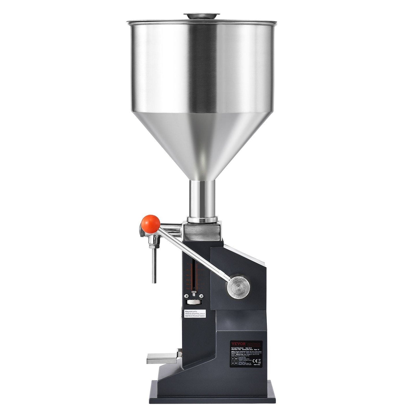 Manual Paste Liquid Filling Machine, 5-50ml Bottle Filler, Adjustable Bottle Filling Machine, Stainless Steel Liquid Filler with Hopper for Milk Water Juice Essential Oil Shampoo Cosmetic Honey
