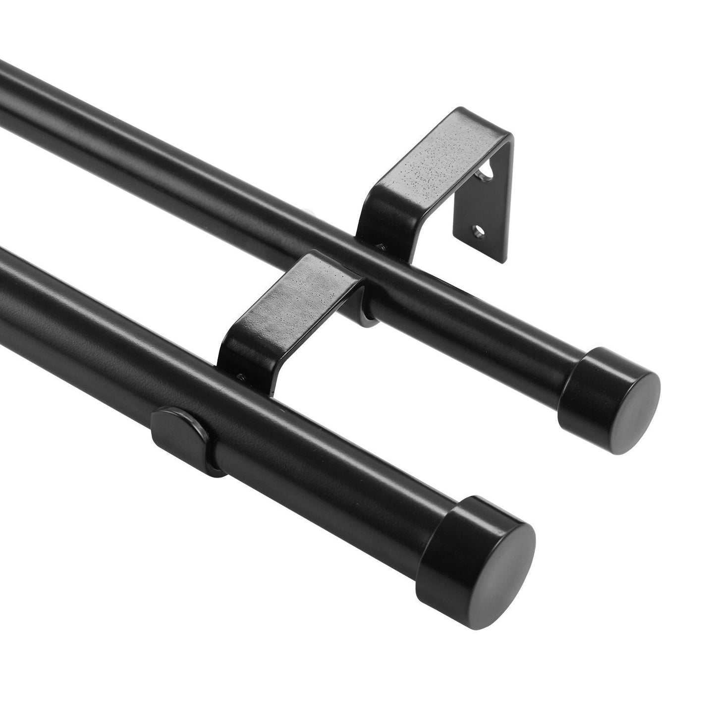 1 Inch Double Curtain Rods 36 to 72 Inches(3-6ft), Drapery Rods for Windows 24 to 68 Inches, Telescoping Dual Curtain Rod with Round Finials, Black