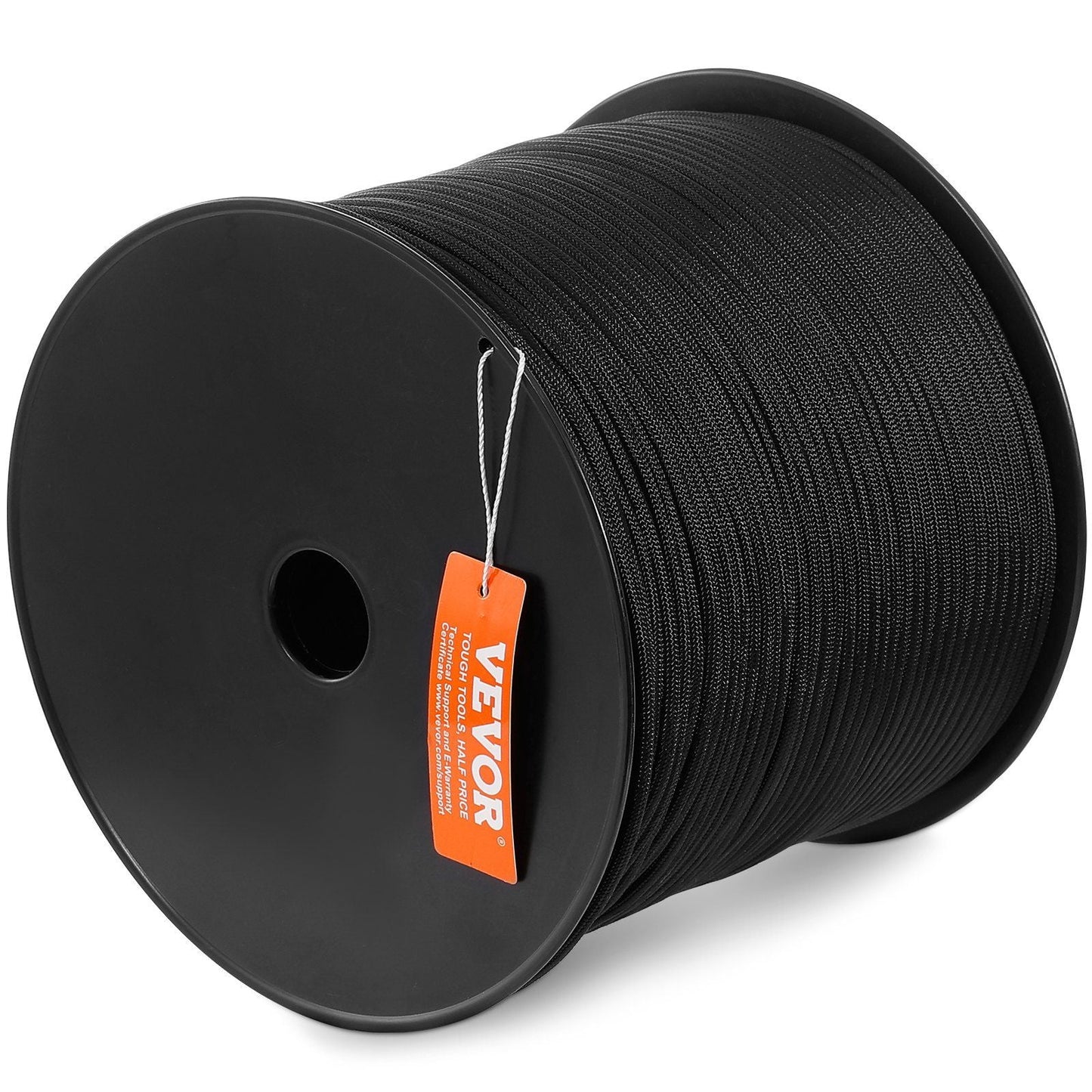 Braided Nylon Rope, 3/16 in x 1000 ft, 32 Strands, 720 LBS Breaking Strength Outdoor Climbing Rope, Arborist Tree Climbing Rigging Rope for Rock Hiking Camping Swing Rappelling Rescue, Black
