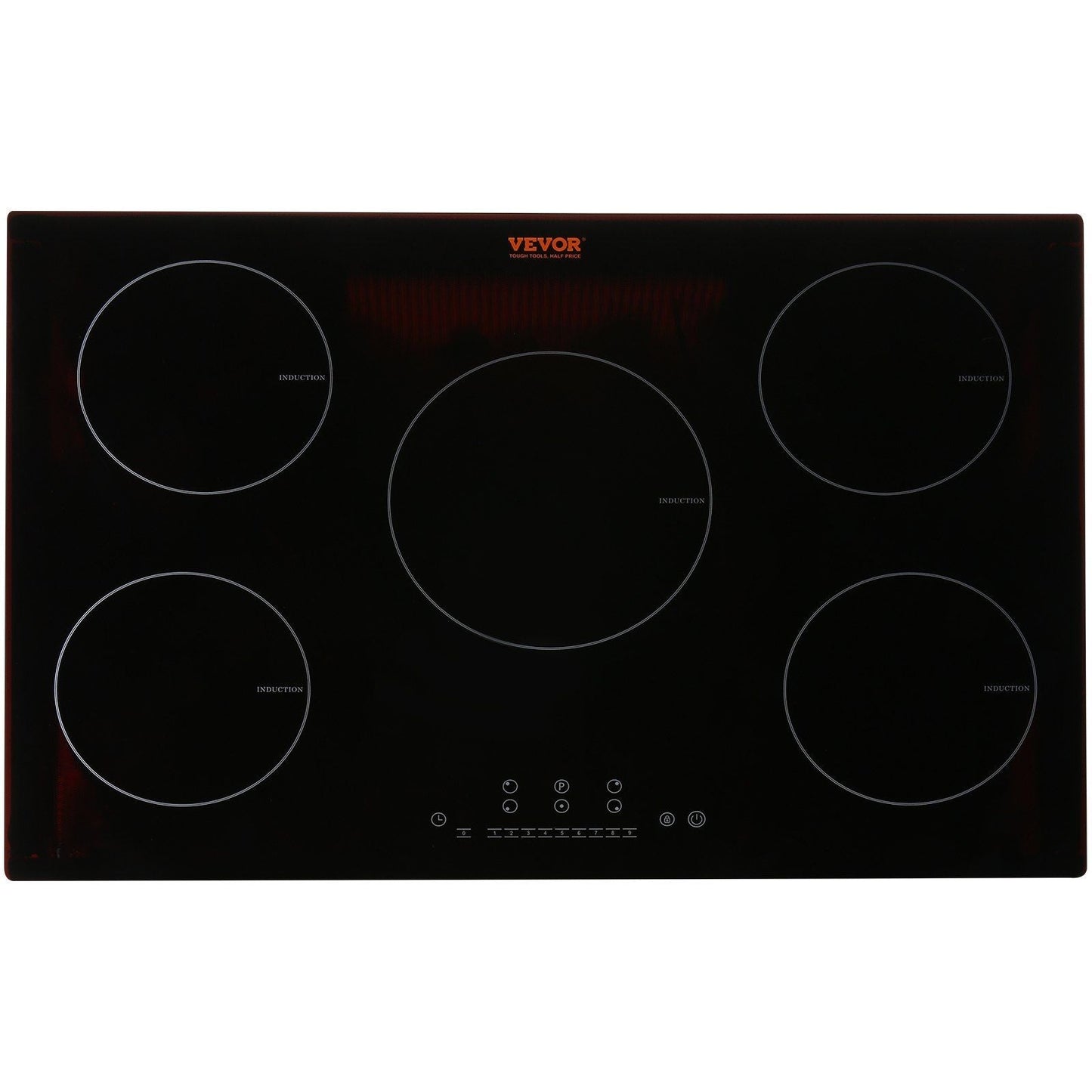 Electric Cooktop, 5 Burners, 30'' Induction Stove Top, Built-in Magnetic Cooktop 9200W, 9 Heating Level Multifunctional Burner, LED Touch Screen w/ Child Lock & Over-Temperature Protection