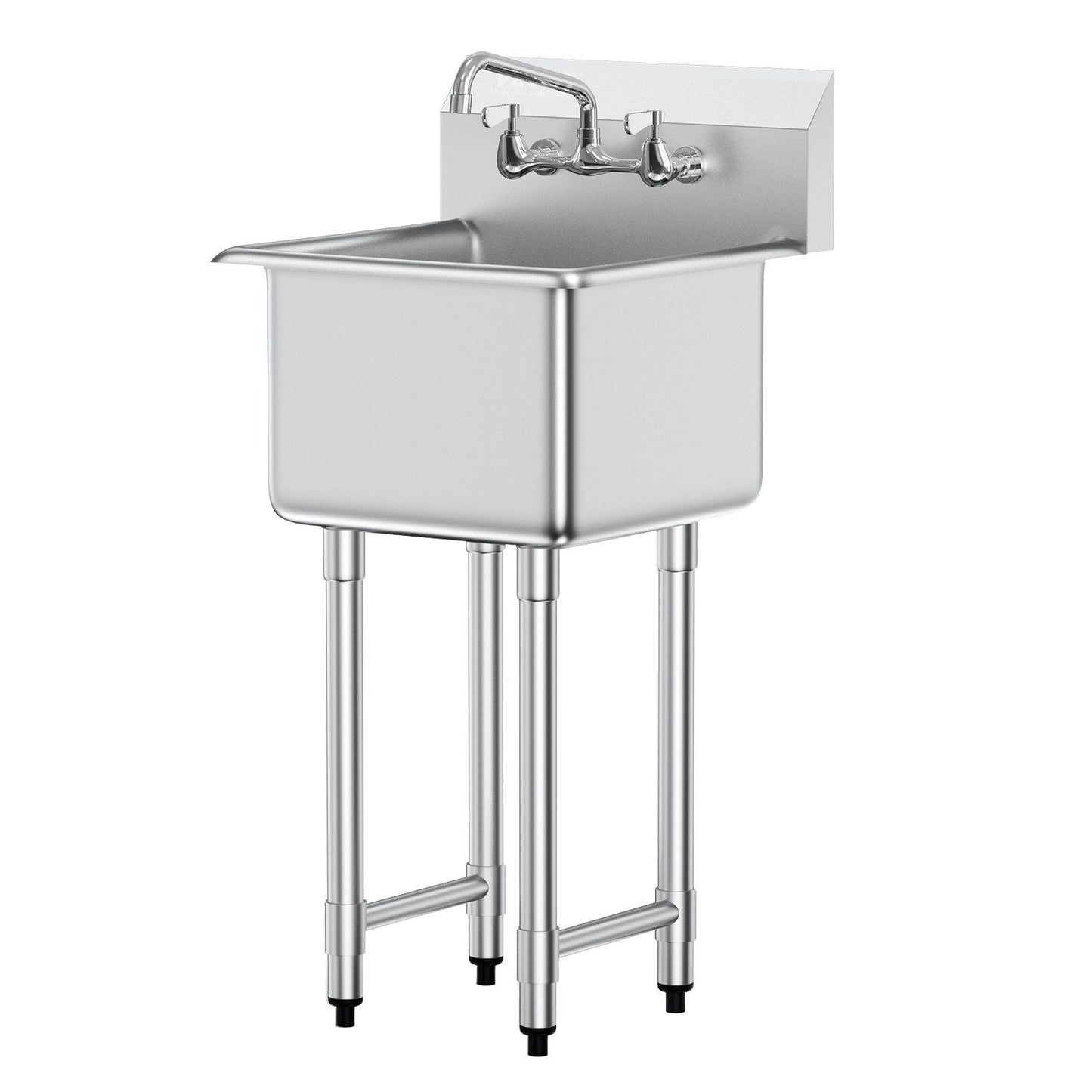 Stainless Steel Prep & Utility Sink, 1 Compartment Free Standing Small Sink Include Faucet & legs, 18"x41" Commercial Single Bowl Sinks for Garage, Restaurant, Kitchen, Laundry, NSF Certified