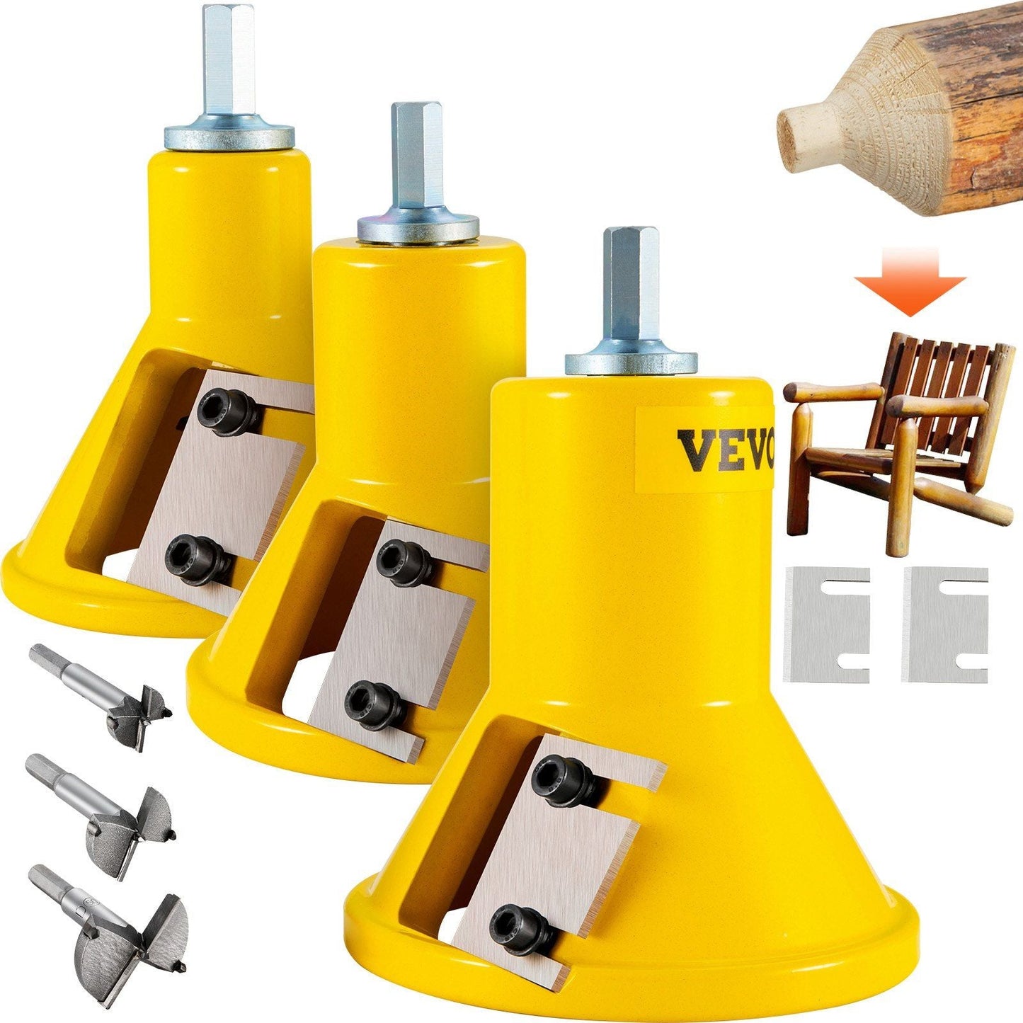 Tenon Cutter, 1"/25.4mm & 1.5"/38mm & 2"/50.8mm, with Dual Straight Blades & Button Screws Home Master Kit, Premium Aluminum & Steel Log Furniture Cutter, Commercial Starter's Tool for Home DIY