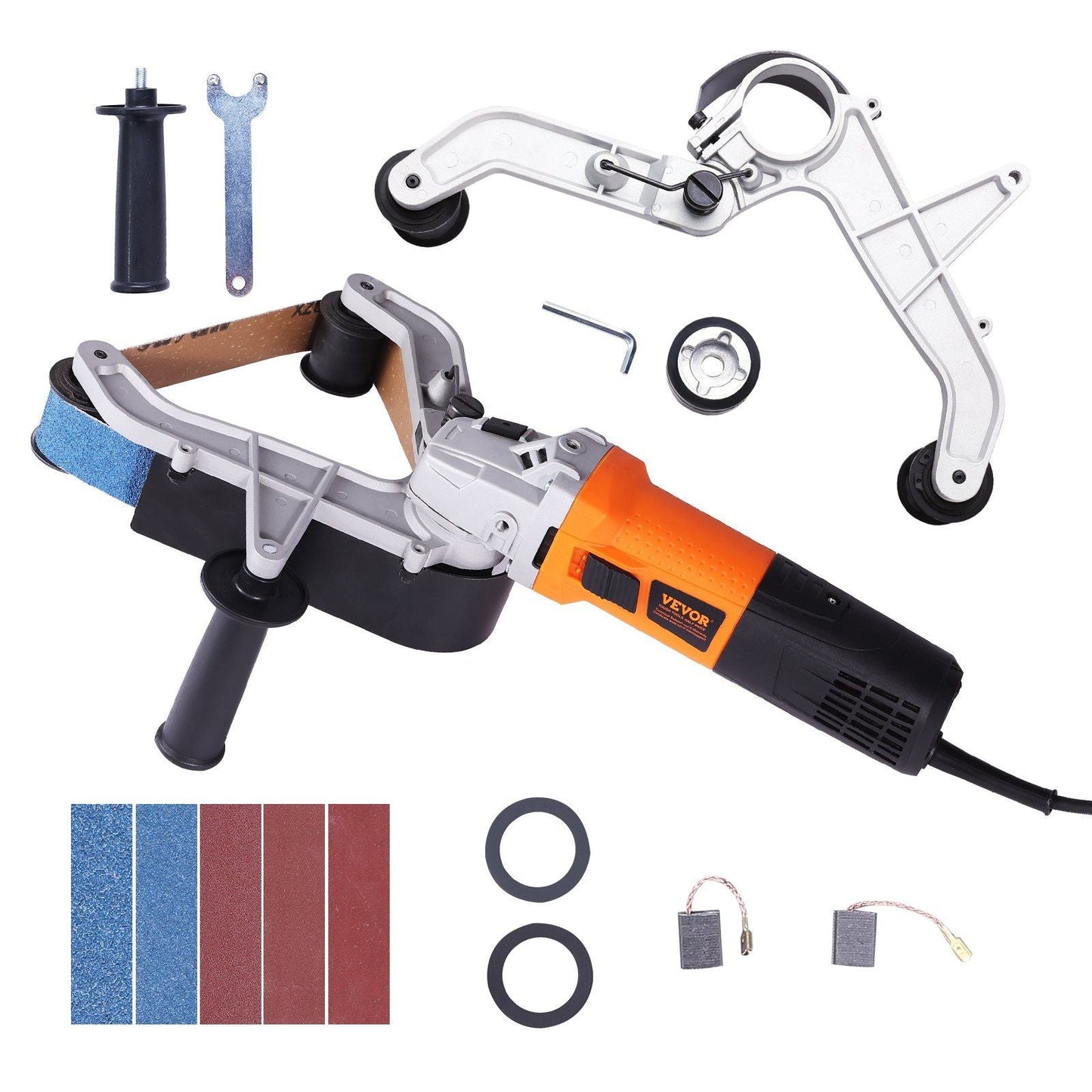 Pipe Tube Polisher Sander, 1000W Pipe Belt Sander with 6 Variable Speeds 1100-3200rpm, Professional Belt Sander Grinding Machine with 50PCS Sanding Belts for Burnishing Finishing Rust Removal