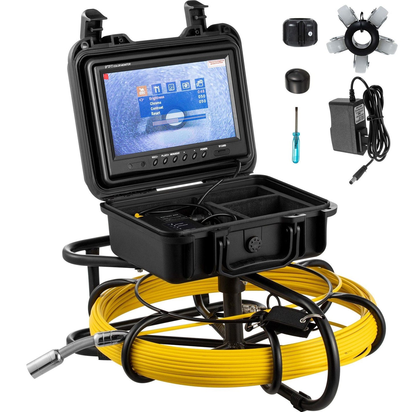 Sewer Camera, 150FT, 9" Screen Pipeline Inspection Camera with DVR Function & 8 GB SD Card, Waterproof IP68 Borescope w/LED Lights, Industrial Endoscope for Home Wall Duct Drain Pipe Plumbing