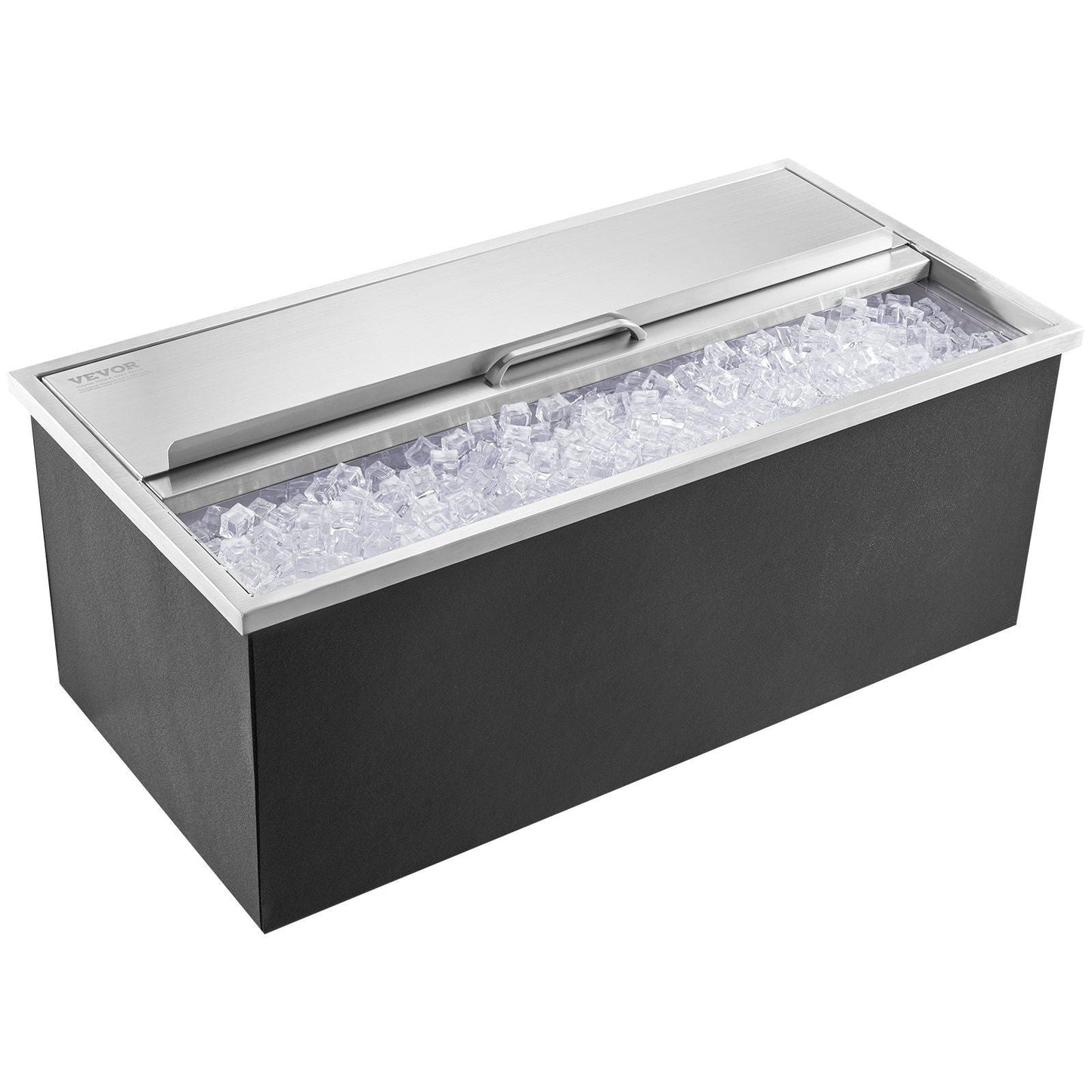 Drop in Ice Chest, 36"L x 18"W x 14"H Stainless Steel Ice Cooler, Commercial Ice Bin with Sliding Cover, 40.9 qt Outdoor Kitchen Ice Bar, Drain-pipe and Drain Plug Included, for Cold Wine Beer