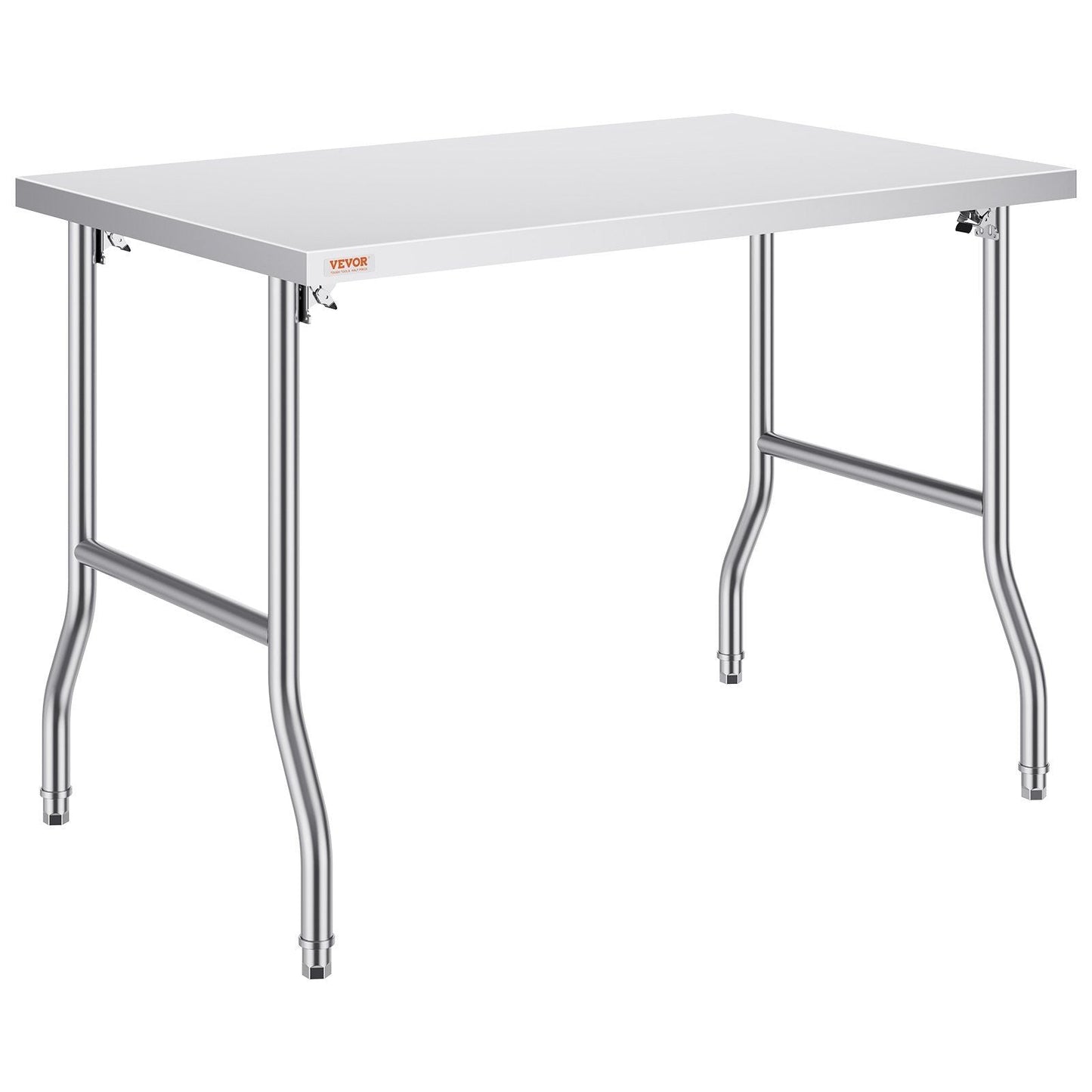 48 x 30 Inch Folding Commercial Prep Table Commercial Worktable Workstation, Heavy-Duty Stainless Steel Folding Table with 220 lbs Load, Silver Stainless Steel Kitchen Island, Kitchen Work Table