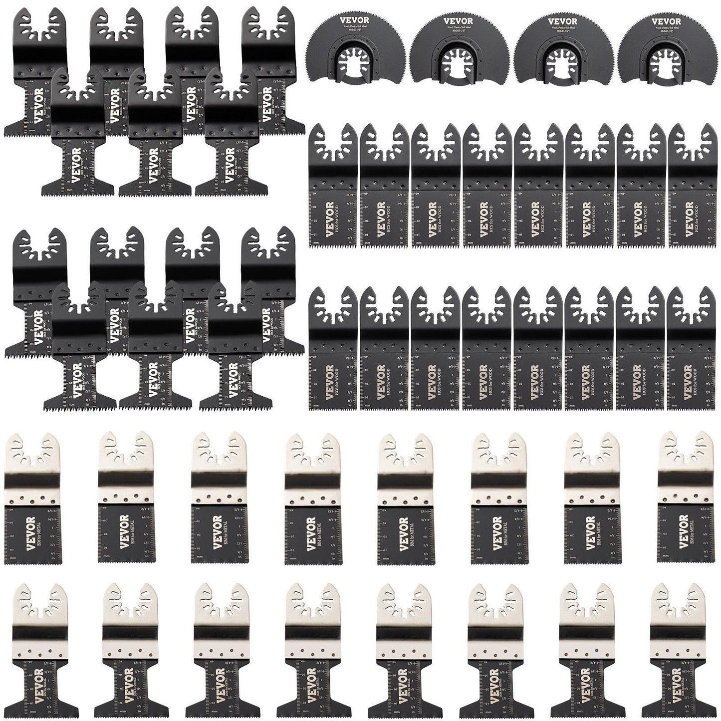 50 PCS Oscillating Saw Blades, Quick Release Multitool Blades Kit, HCS Tool Blades for Wood Plastic Metal Nails Bolts, Compatible with Dewalt Dremel Fein Worx Bosch Makita Milwaukee