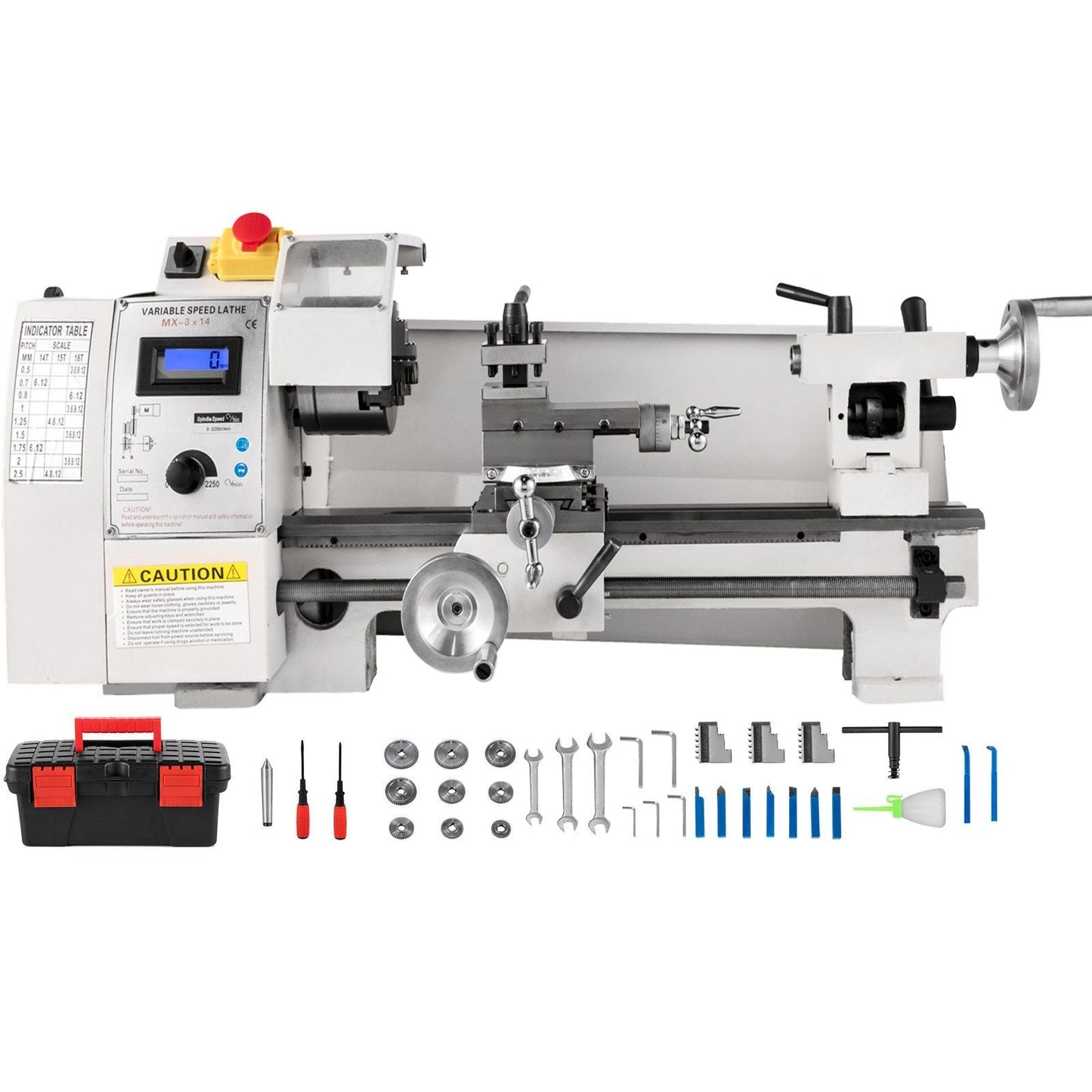 Mini Metal Lathe, 8"x14", Mini Lathe Machine 2250 PRM Variable Speed Change, Precision Mini Lathe 650W Metal Working Lathe, Small Metal Lathe, Milling Machine for Various Types of Metal Turnin