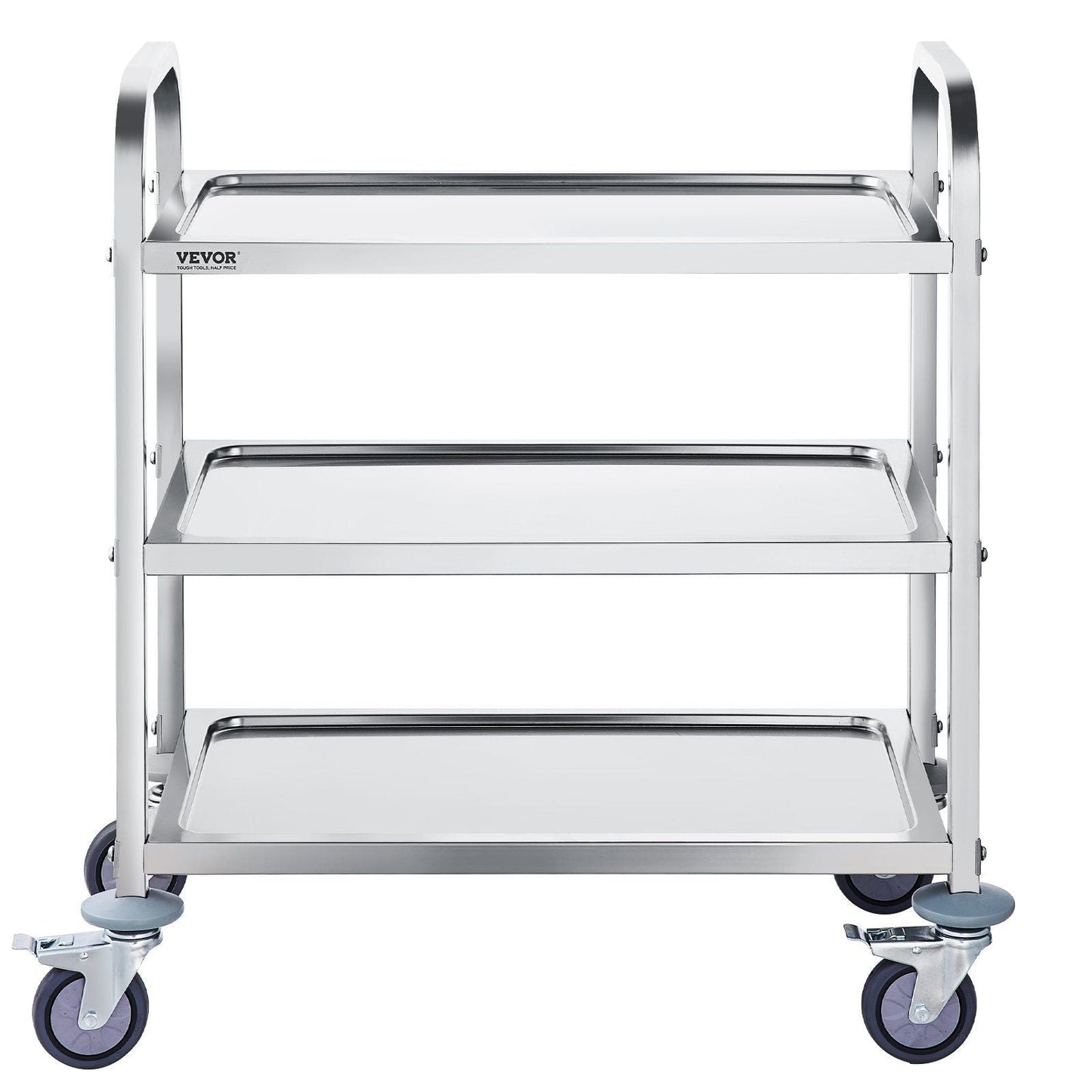 Stainless Steel Cart, 3 Layers Lab Utility Cart 400 lbs Weight Capacity, Medical Cart with Lockable Universal Wheels, for Lab, Clinic, Kitchen, Salon
