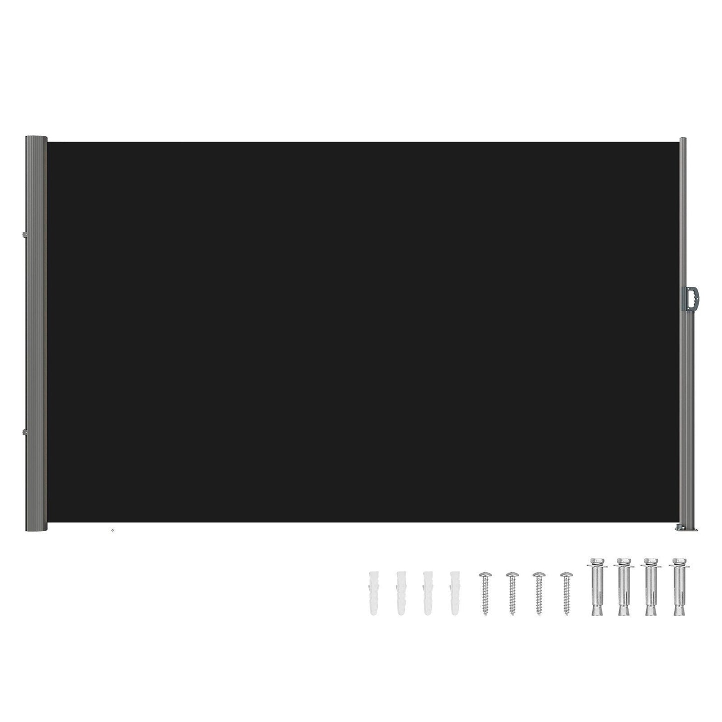 Retractable Side Awning 118" x 71", Retractable Patio Screen Waterproof, Retractable Room Divider Black for Privacy, Garden, Outdoor, Patio and Terrace