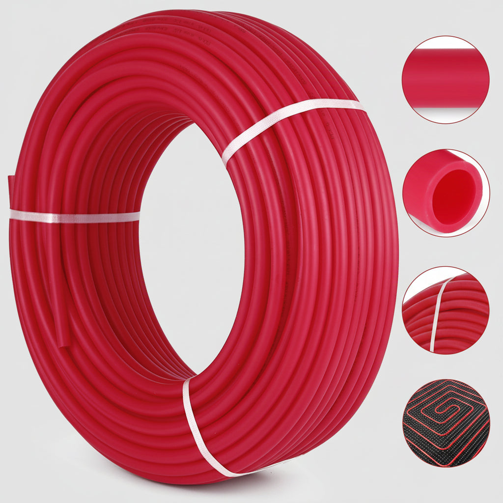 3/4" X 500Ft PEX Tubing Oxygen Barrier O2 EVOH Pex-B Red Hydronic Radiant Floor Heat Heating System Pex Pipe Pex Tube (3/4" O2-Barrier, 500Ft/Red)