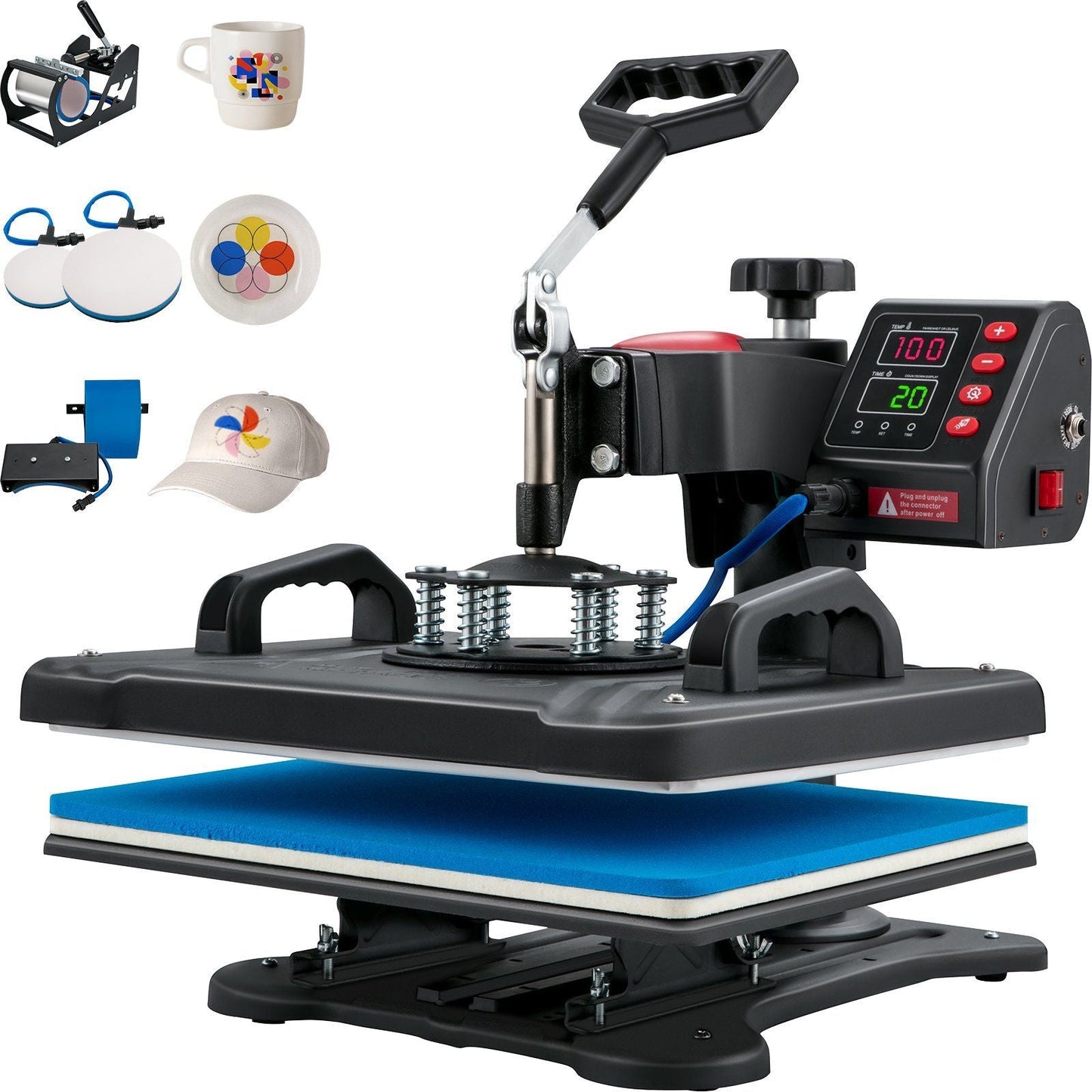 Heat Press, 5 in 1 Heat Press Machine Machine 12x15, Clamshell Sublimation Transfer Printer Fast Heat-up, Digital Precise Temperature Control, Vinyl Heat Press for T-Shirt Plate Mug Cup, 900W