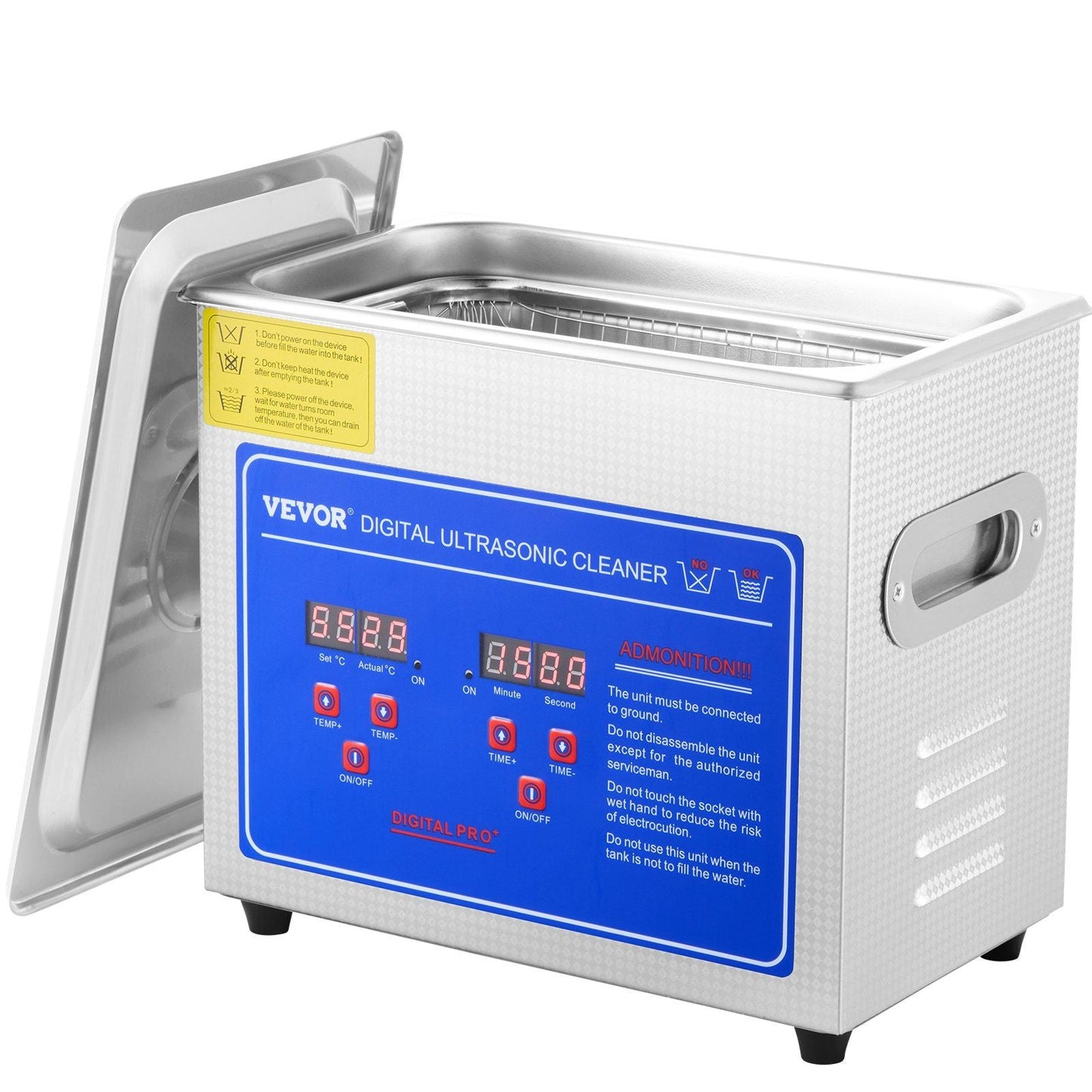 Ultrasonic Cleaner with Digital Timer & Heater, Professional Ultra Sonic Jewelry Cleaner, Stainless Steel Heated Cleaning Machine for Glasses Watch Rings Small Parts Circuit Board (3L)