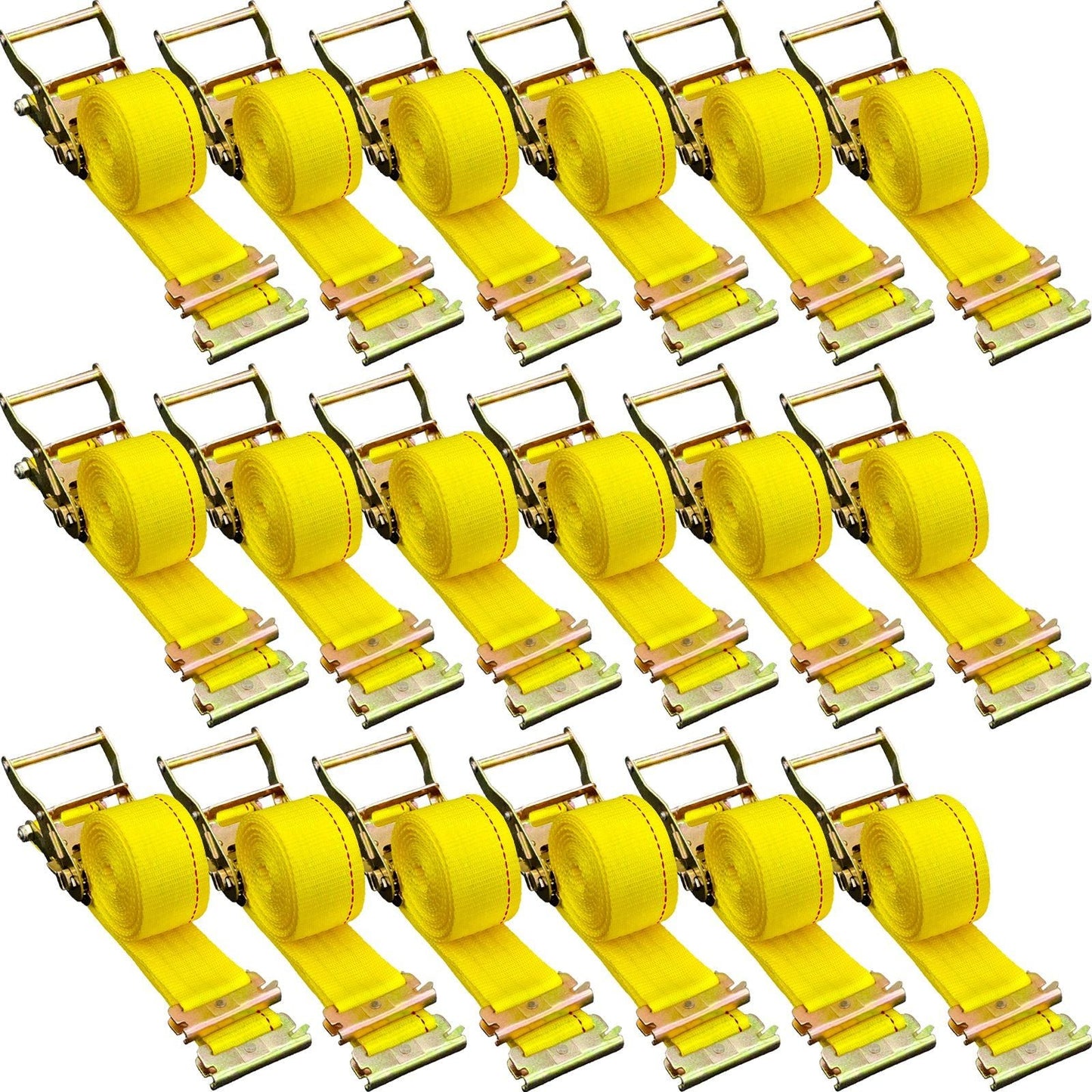 E Track Ratchet Strap, 18PCS 2" x 15' E-Track Straps 4400 LBS Breaking Strength, with Polyester Webbing & Spring Fitting & Ratchets, Durable Tie-Downs for Motorcycles, Tire, Trailer Loads