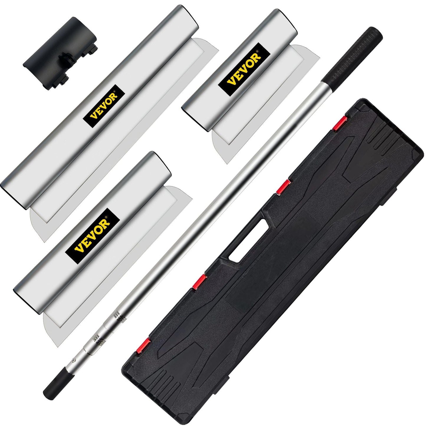 Skimming Blade Set,10"+24"+32" Blades + 35"-78" Extension Handle, European Stainless Steel Construction Knife, Aluminum Blade Profile Smoothing Knockdown Spatula for Gyprock/Drywall/Wall-Board