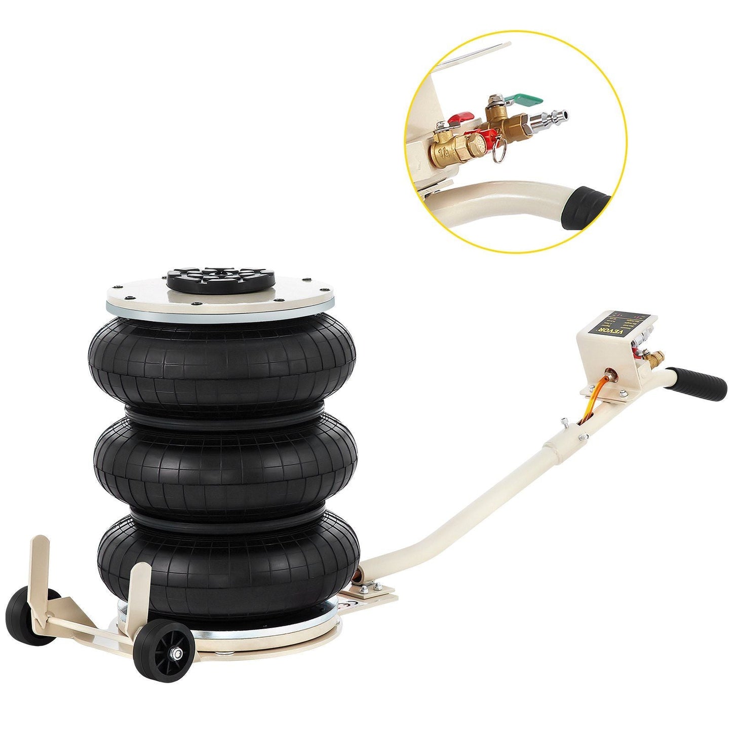 Pneumatic Jack, 5 Ton/11023 lbs Triple Bag Air Jack, Lifting Height 6.3-15.75 Inch, Inflatable Car Jack with Long Handle, Lifter Pneumatic Air Jack for Garage Car Lifting Repair