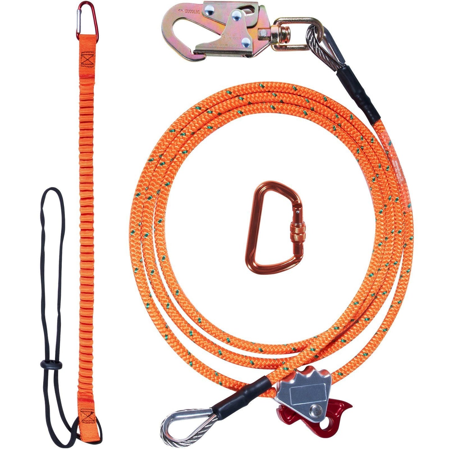 Steel Core flipline, 1/2" x 12' Arborist Flipline, Flip Line for Tree Climbing with Alloy Steel Snap Hook, Aluminum Alloy Carabiner and Extra Tool Lanyard, for Arborist, Tree Climbers