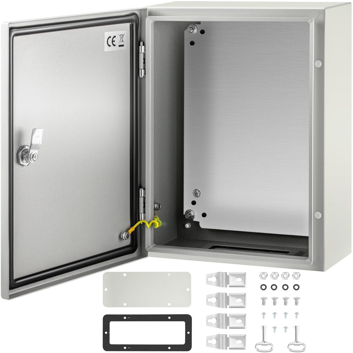 Electrical Enclosure Box, 16'' ×12'' ×6'', Carbon Steel Hinged Junction Box, IP66 Waterproof & Dustproof, Outdoor Electrical Box, with Mounting Plate