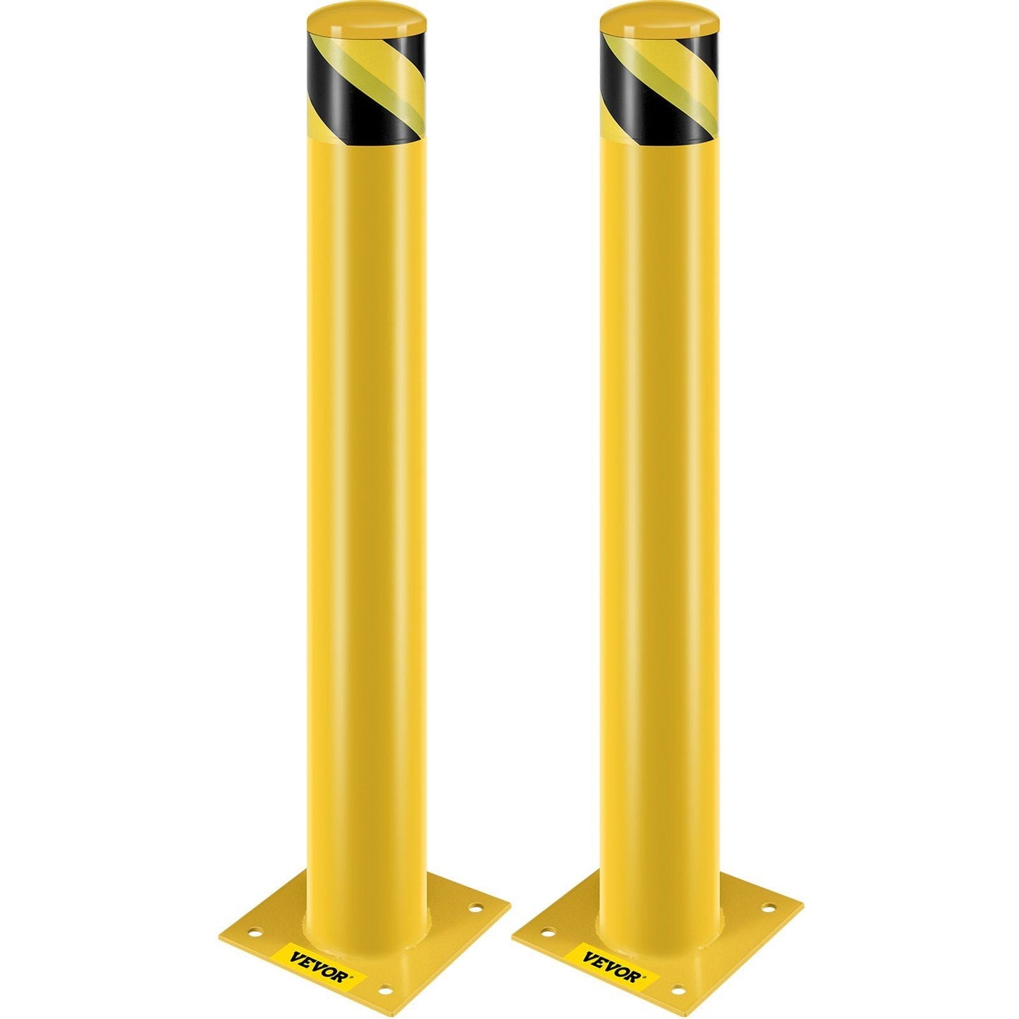 Safety Bollard, 36 Inch Height Bollard Post, 4.5 Inch Diameter Steel Pipe Safety Bollard Post, Yellow Steel Bollard, Steel Safety Bollard with 8 Anchor Bolts, Perfect for Traffic-Sensitive Area