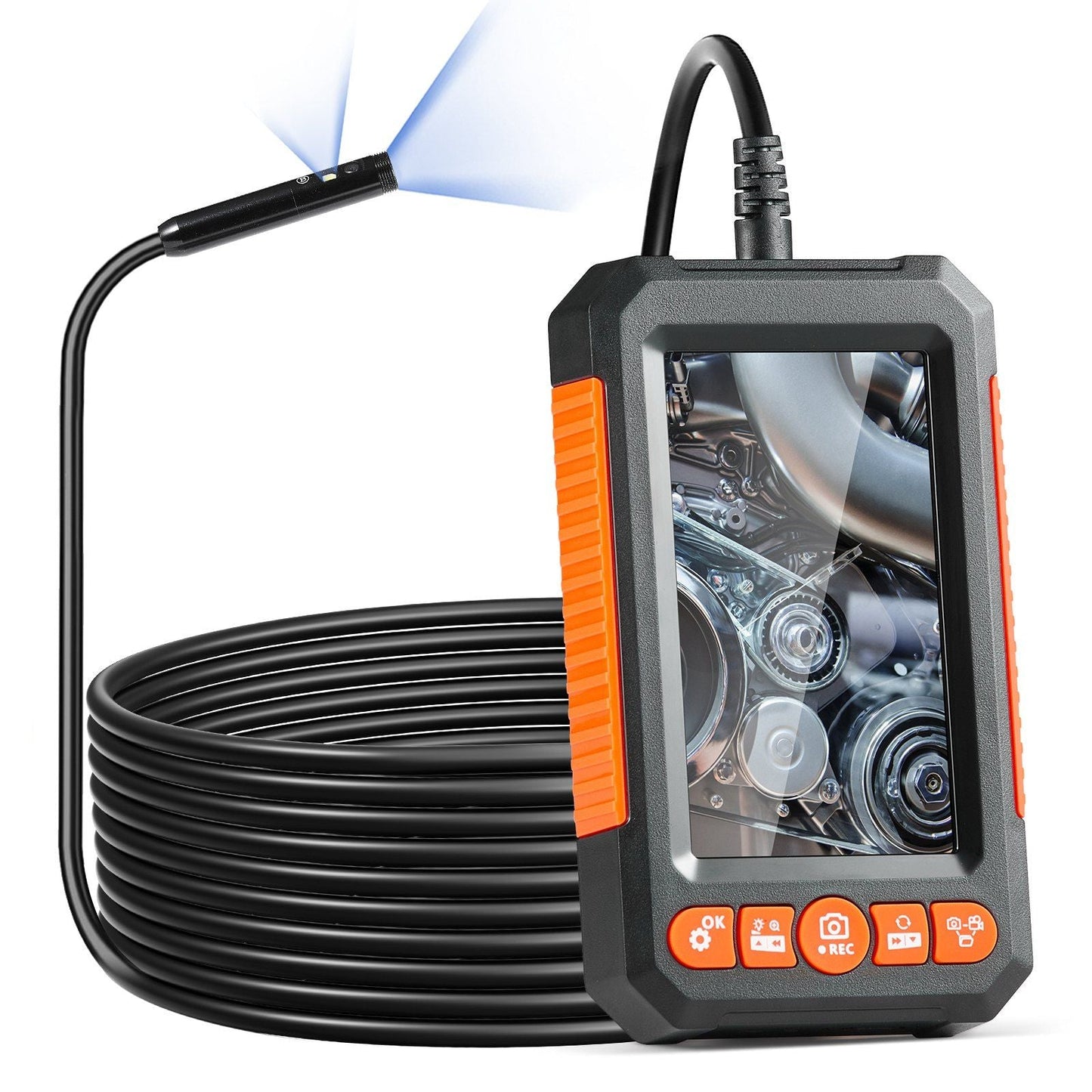 Endoscope Camera with Lights Dual Lens Borescope 16.4FT Cable 4.3" Screen