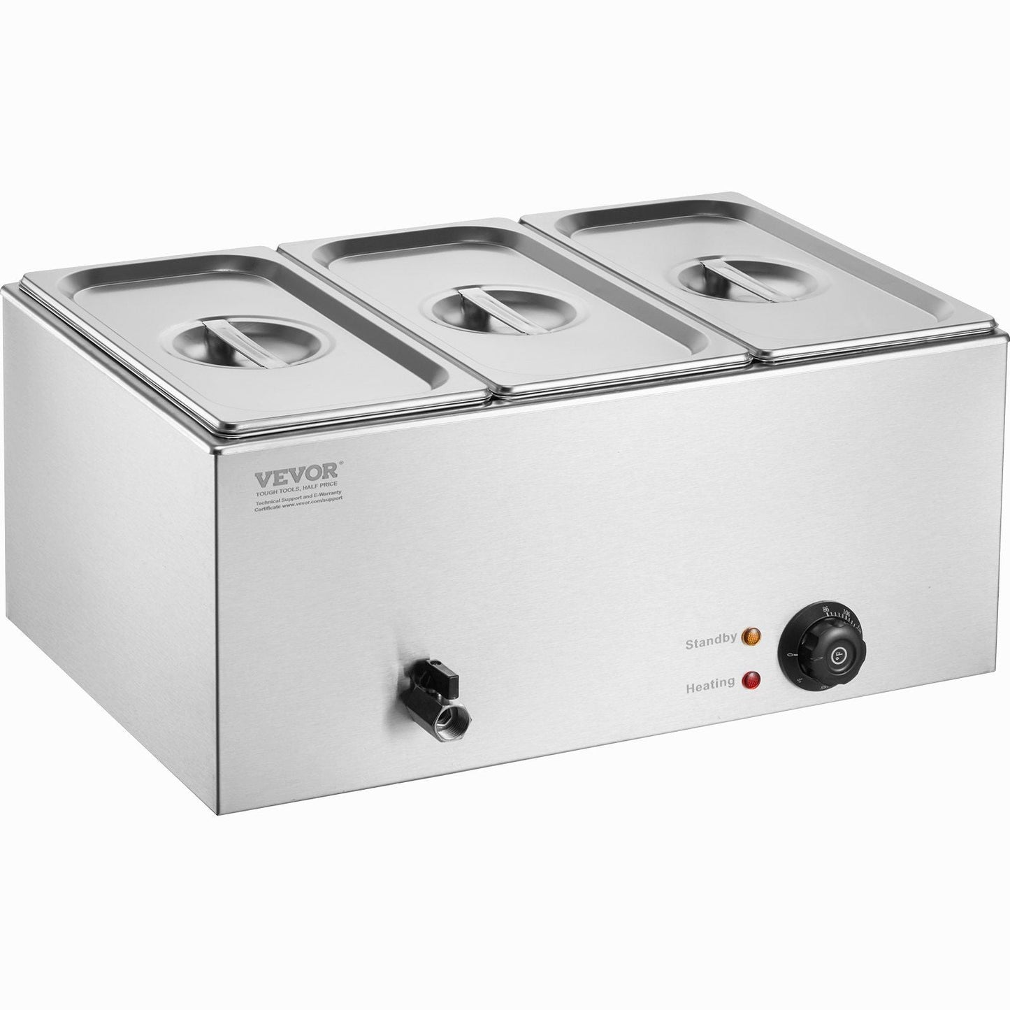 Commercial Electric Food Warmer 3-Pan Countertop Buffet 17.4QT Bain Marie