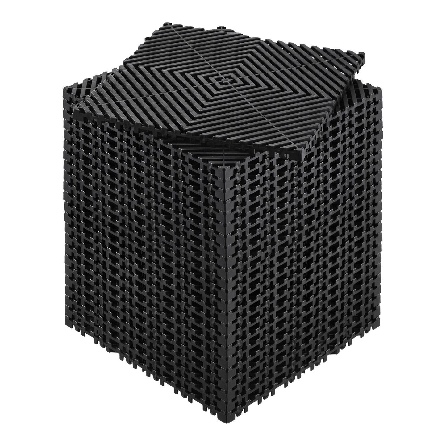 Interlocking Drainage Mat, 12'x12' Modular Interlocking Cushion Durable PP Material, 24 Pcs Splicing Drainage Mats, Non-Slip Drainage Floor Tile and Shower Mat, for Garage, Outdoor, Black