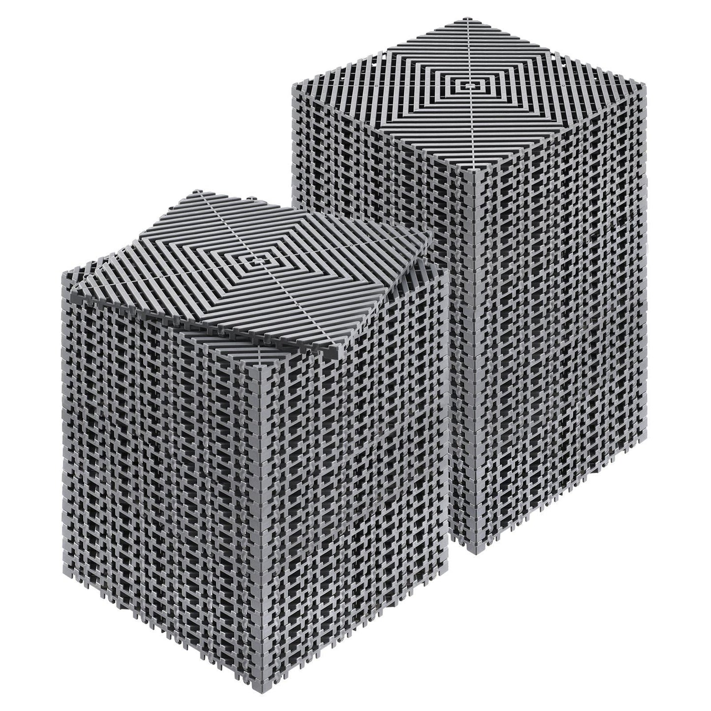 Interlocking Drainage Mat, 12'x12' Modular Interlocking Cushion Durable PP Material, 55 Pcs Splicing Drainage Mats, Non-Slip Drainage Floor Tile and Shower Mat, for Garage, Garden, Kitchen, Grey