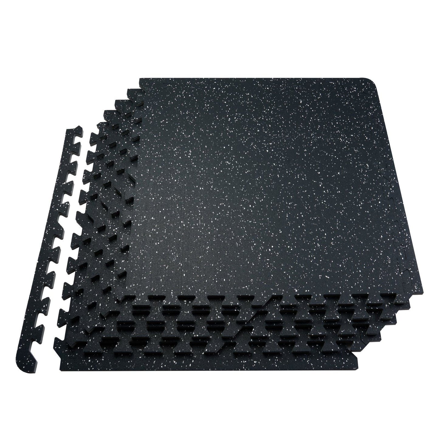 25 PCS 0.56" Thick Gym Floor Mats, 24"x24" EVA Foam & Rubber Top Interlocking Workout Mats with 100 sq.ft Coverage, Waterproof Exercise Puzzle Flooring for Gym, Home, Garage, Black & White