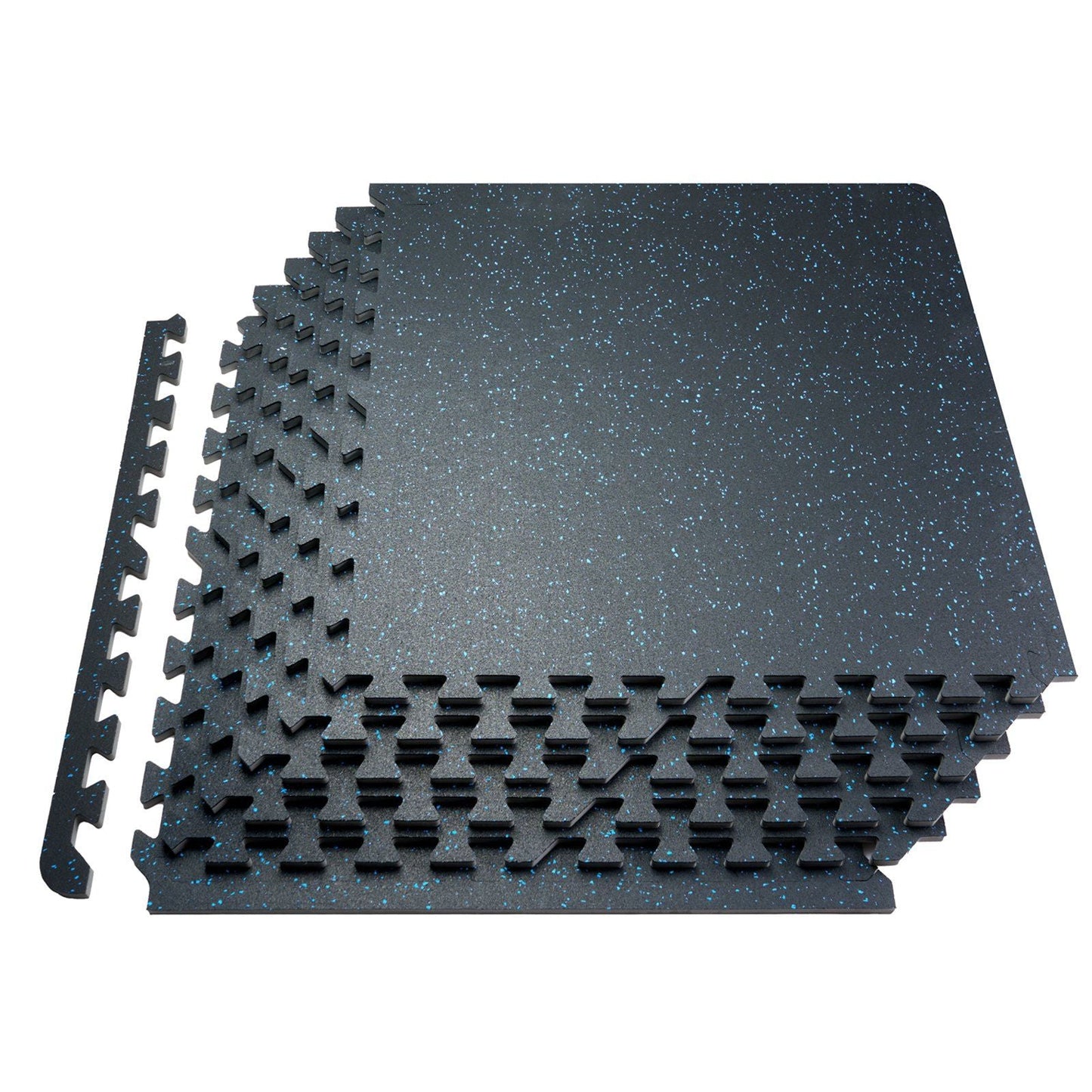 25 PCS 0.56" Thick Gym Floor Mats, 24"x24" EVA Foam & Rubber Top Interlocking Workout Mats with 100 sq.ft Coverage, Waterproof Exercise Puzzle Flooring for Gym, Home, Basement, Black & Blue
