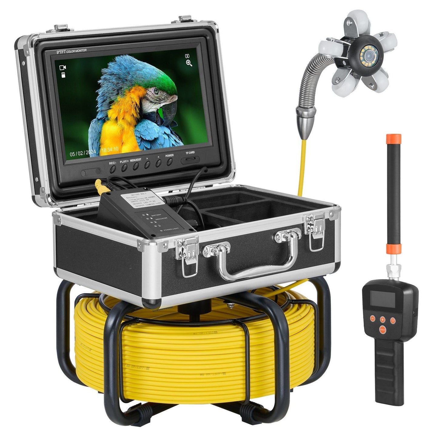 Sewer Camera 98 ft/30 m Self-Leveling Drain Duct Camera with 512Hz Locator