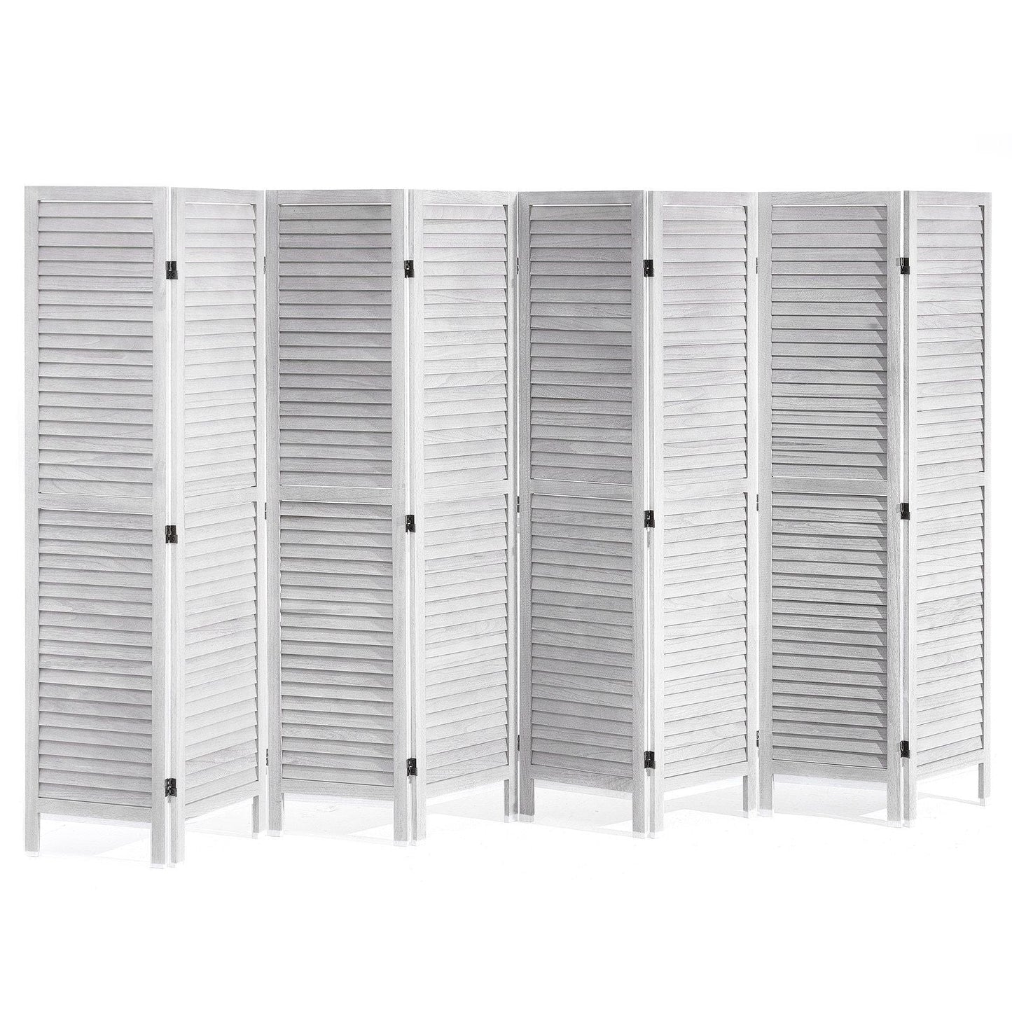 Wood Room Divider, 8 Panel Wood Folding Privacy Screen, 66.9 Inches Tall Indoor Louvered Wooden Partition, Portable Decoration Screen, for Room Separation, Home, Office, Restaurant & Bedroom