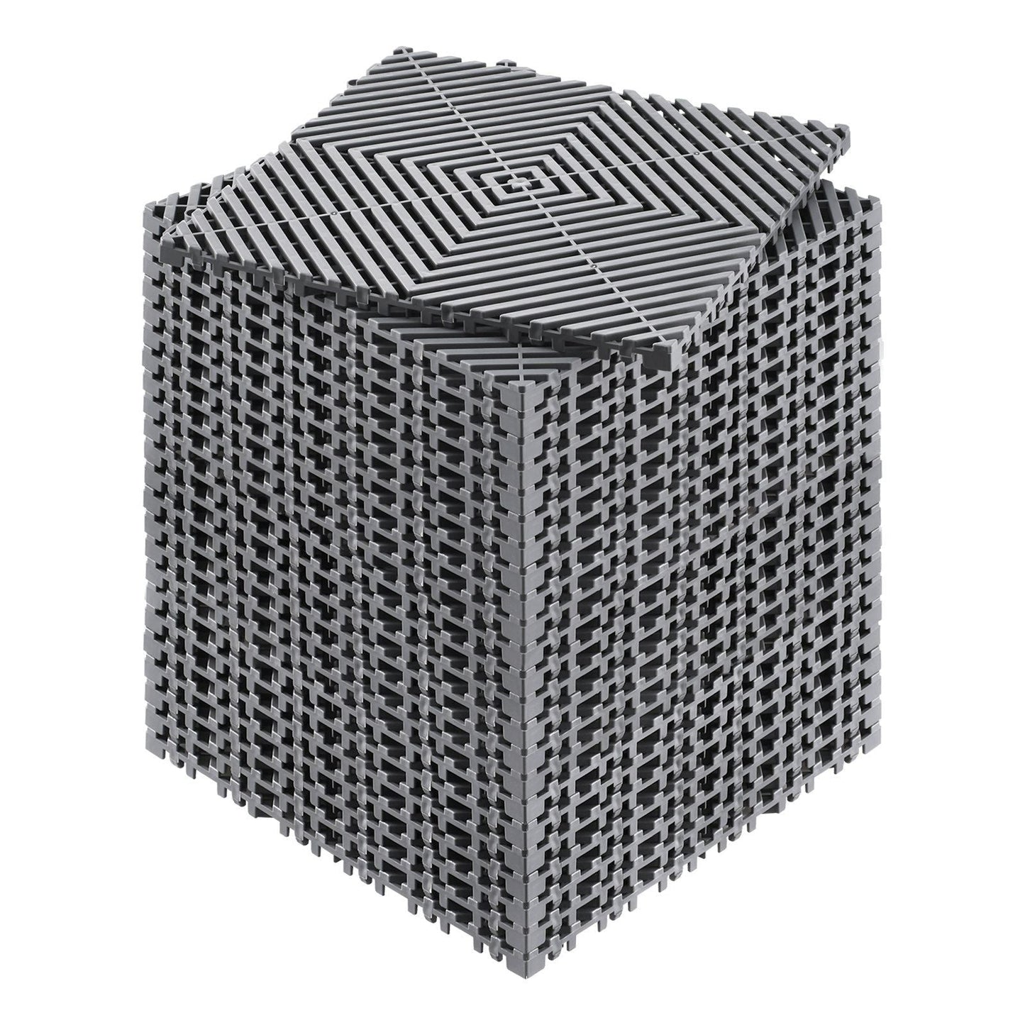 Interlocking Drainage Mat, 12'x12' Modular Cushion Durable PP Material, 24 Pcs Splicing Drainage Mats, Non-Slip Drainage Floor Tile and Shower Mat, for Garage, Garden, Kitchen & Outdoor, Grey