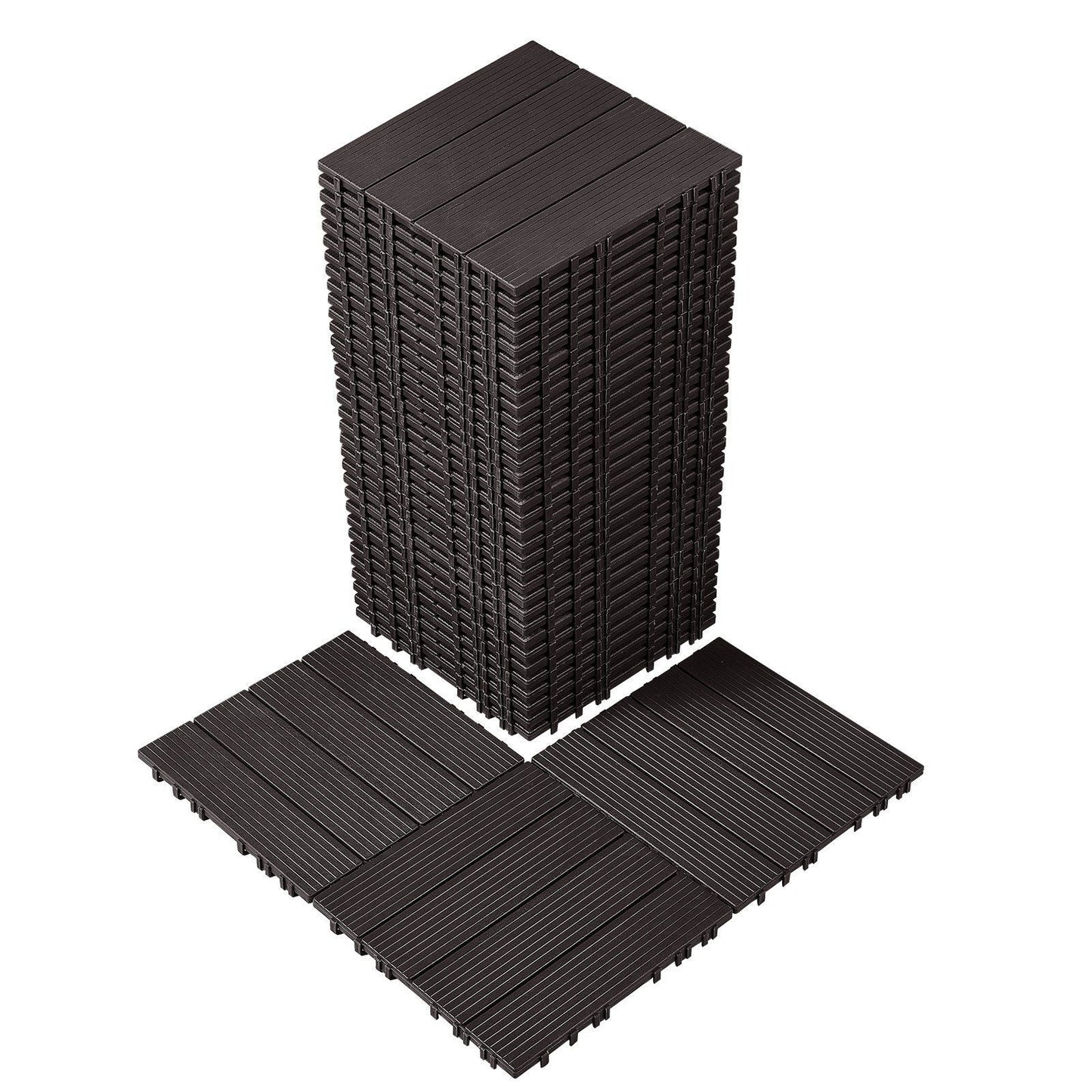 Interlocking Deck Tiles 36 Pack 12"x12" Waterproof for Porch Dark Brown