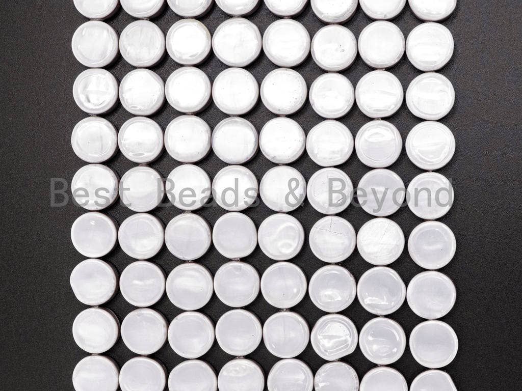 Gray  Natural Mother of Pearl beads,12x5mm Pearl Coin beads, Loose Coin Smooth Pearl Shell Beads, 16inch strand, SKU#T79