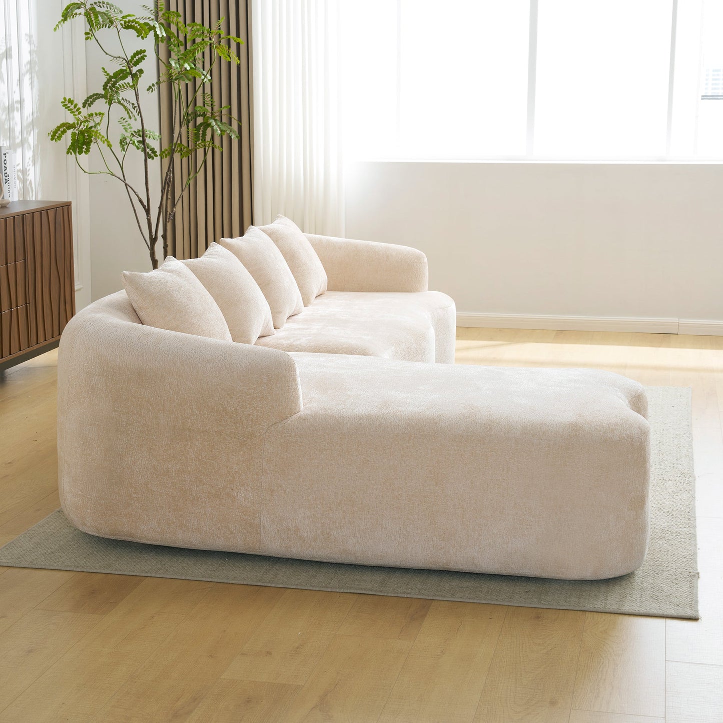 Full Compression L-Shape Sectional Sofa with Curved Chaise