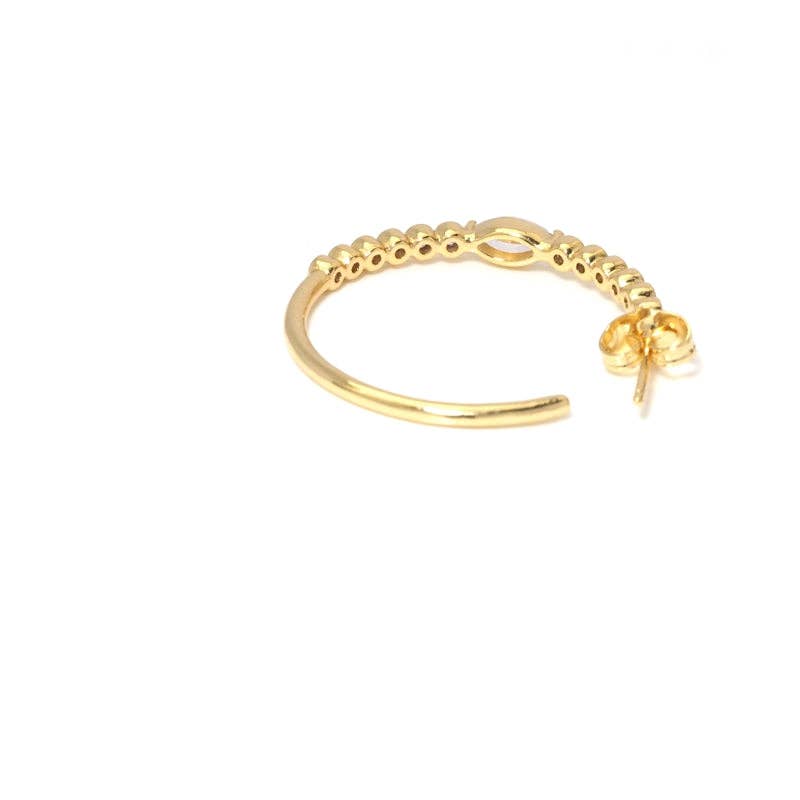 Gold Silver Oval CZ Hoop Earrings, Eye earrings, Sku#LX202
