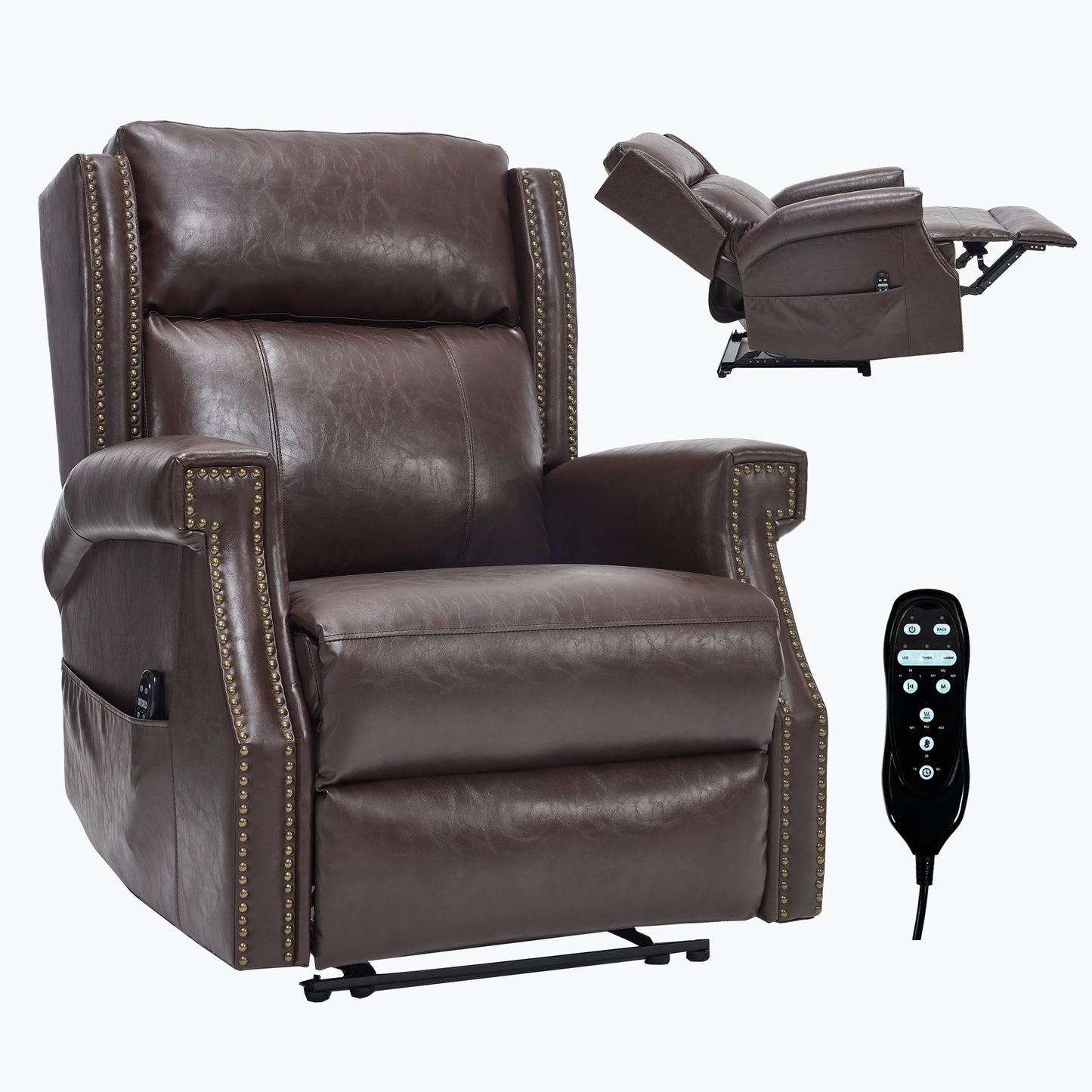 Brown Manual Recliner Chair in Faux Leather